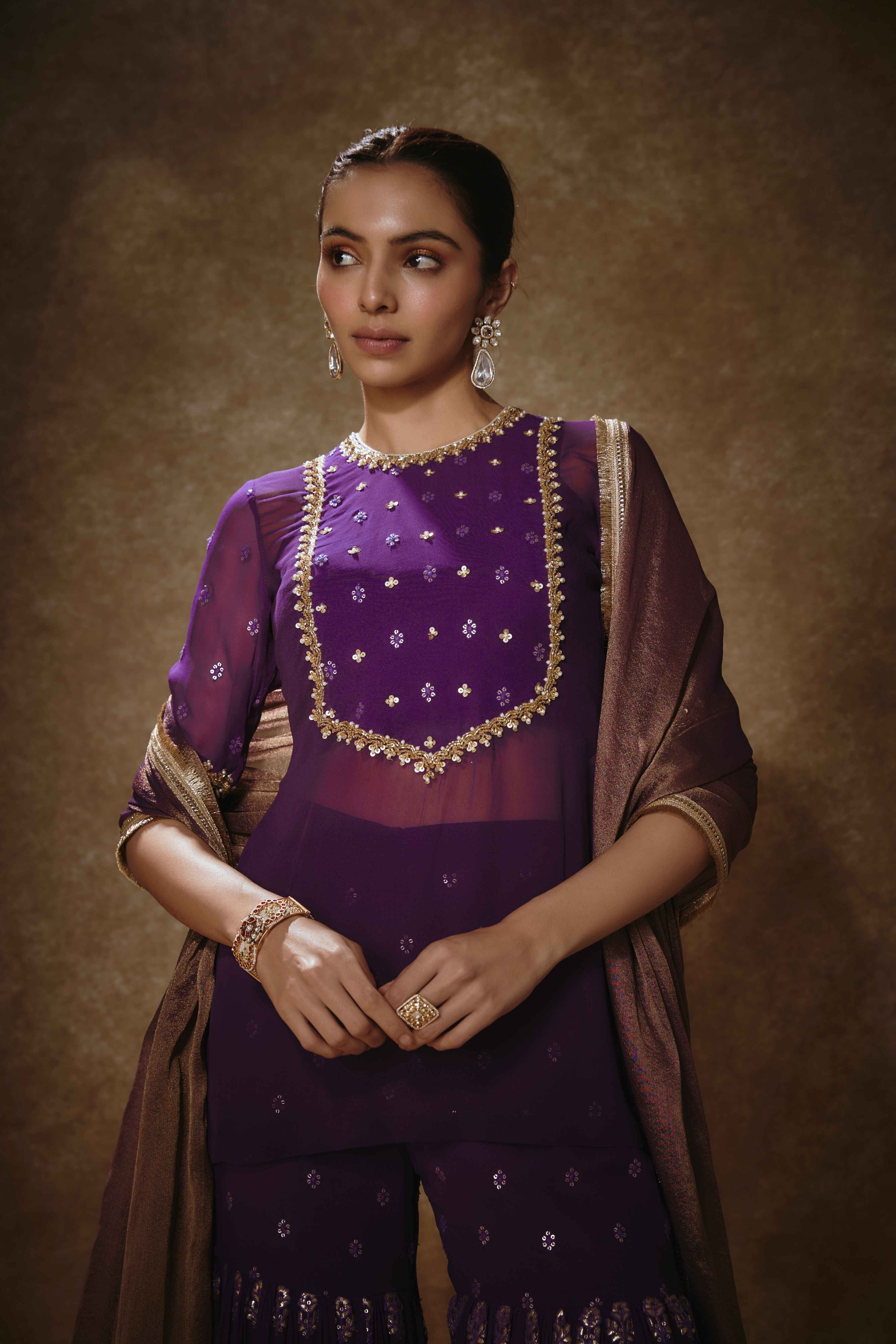 Vamika – purple georgette lehenga, bisouNYC