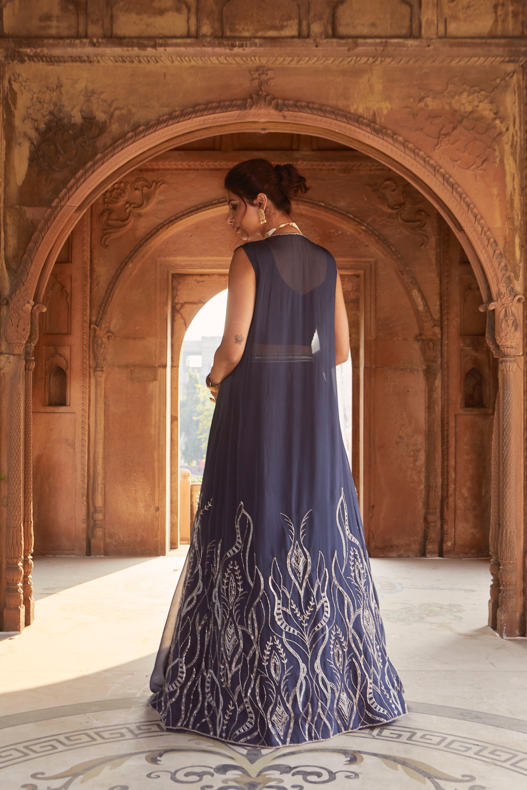 Zea – navy georgette lehenga, bisouNYC