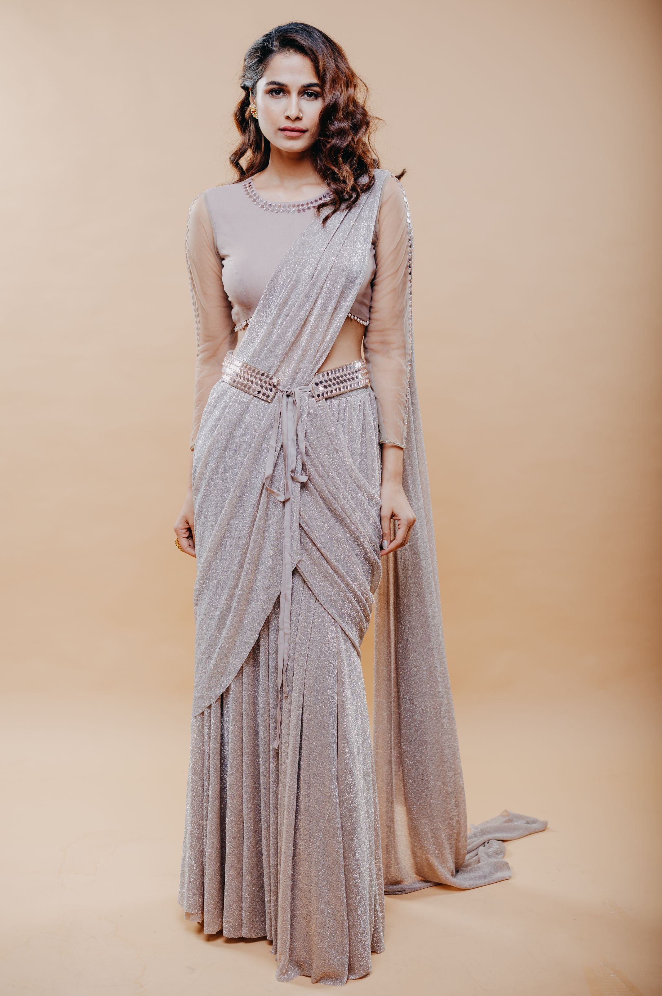 Roohi – rose georgette saree, bisouNYC