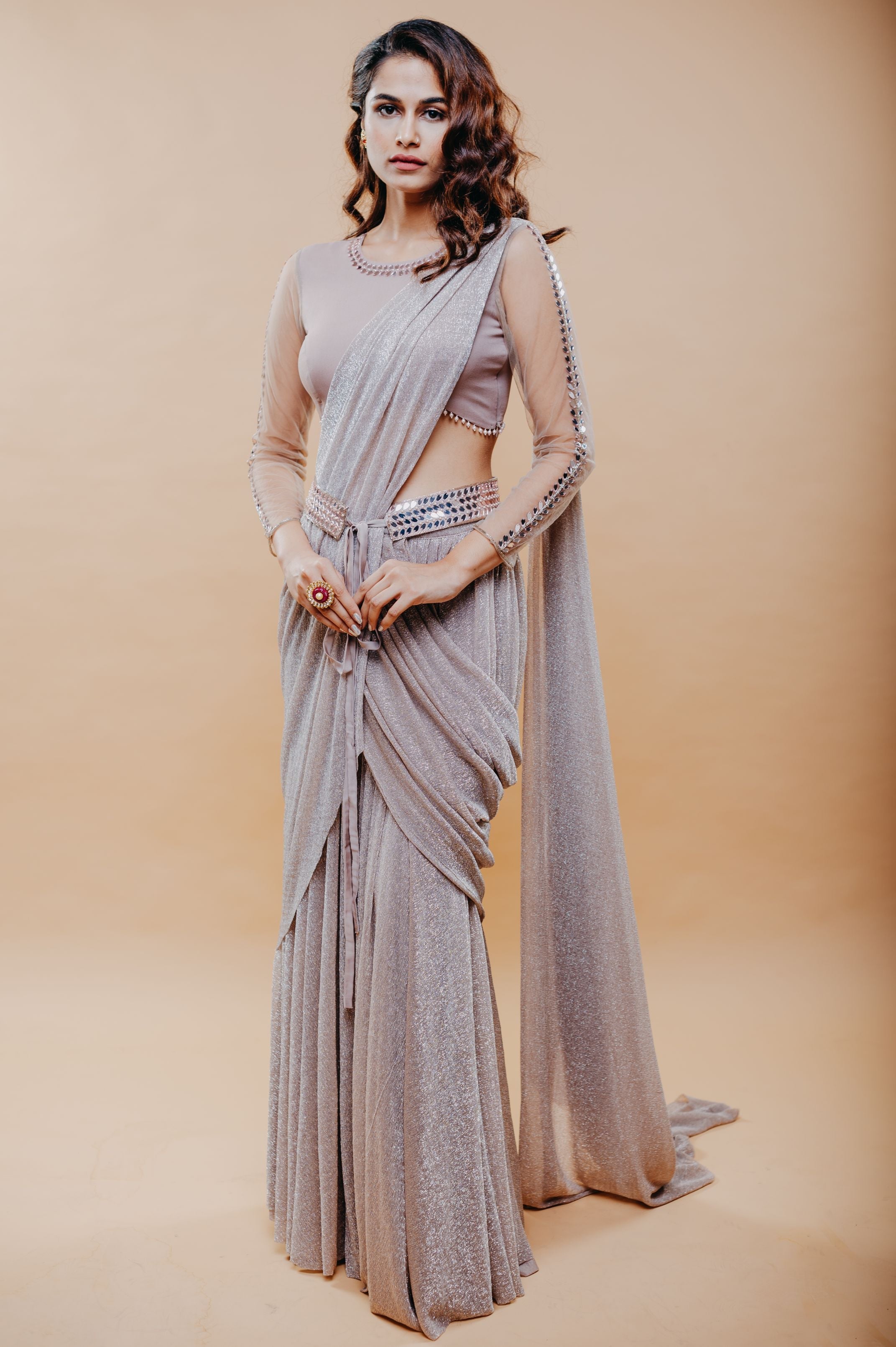 Roohi – rose georgette saree, bisouNYC