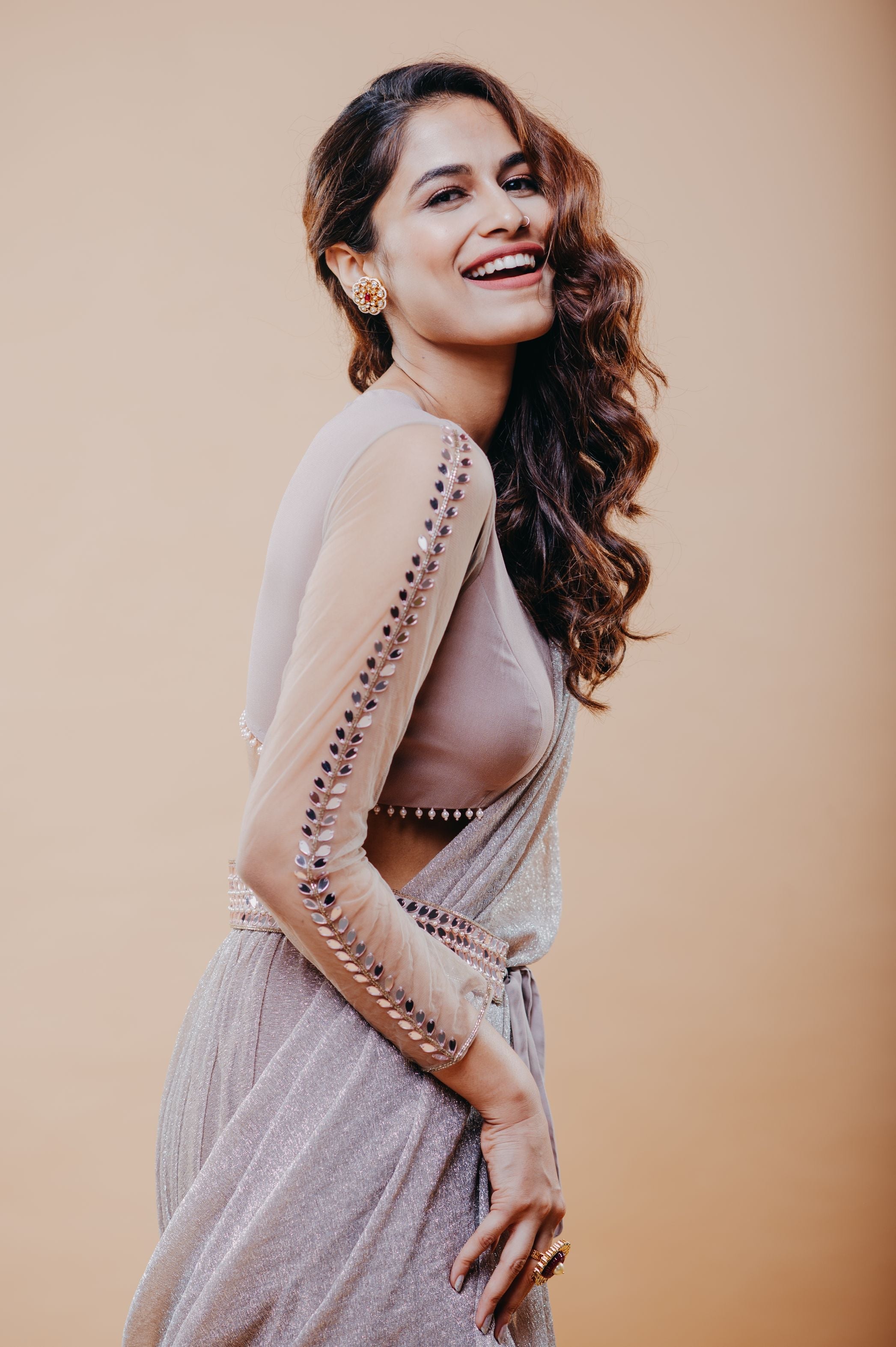 Roohi – rose georgette saree, bisouNYC