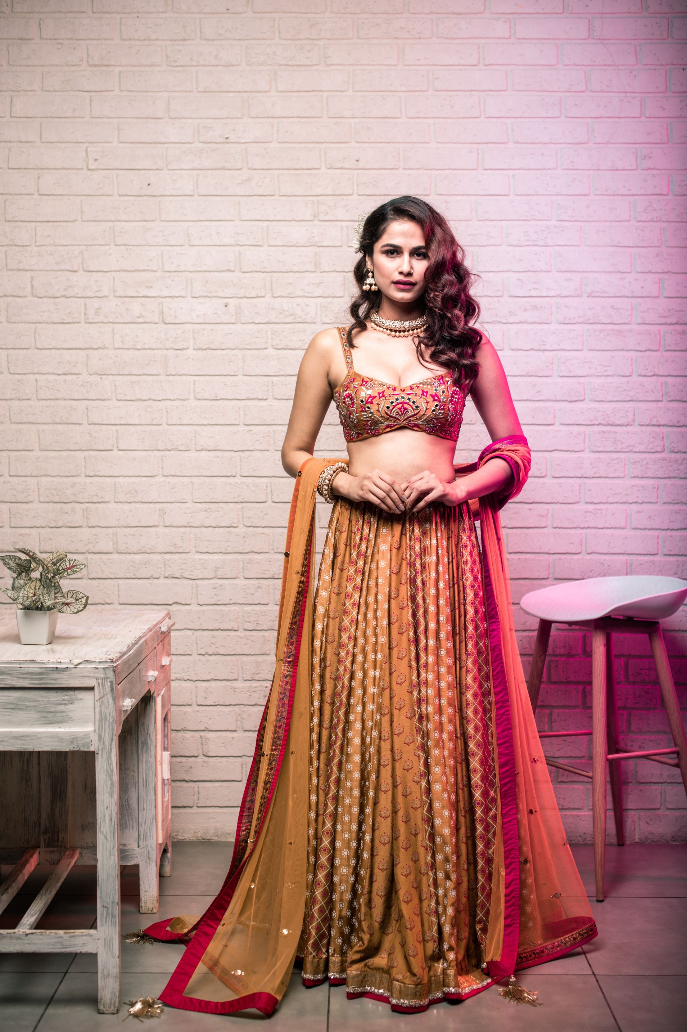 Lara – mustard silk lehenga, bisouNYC