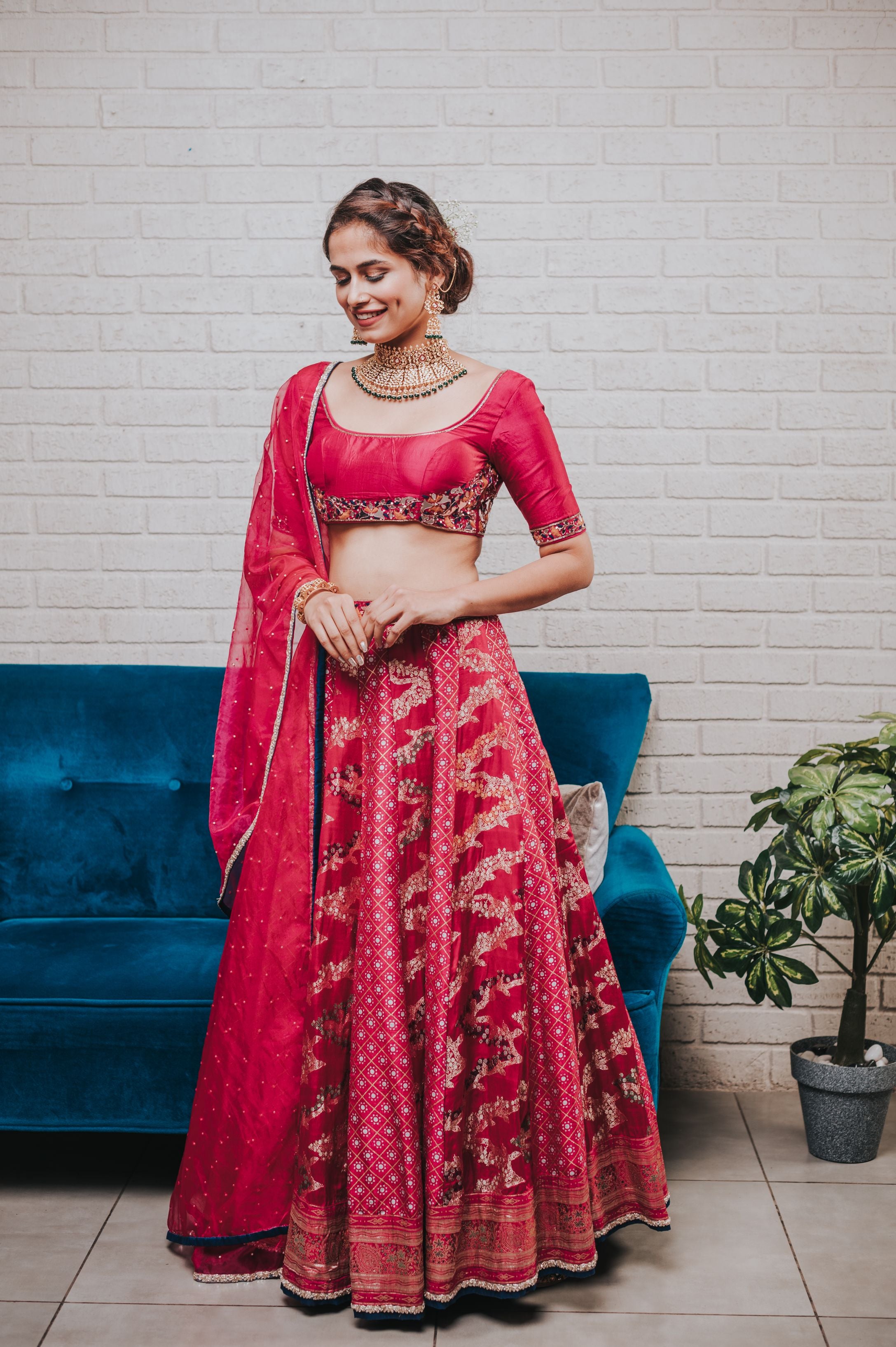 Chaaya – pink silk lehenga, bisouNYC