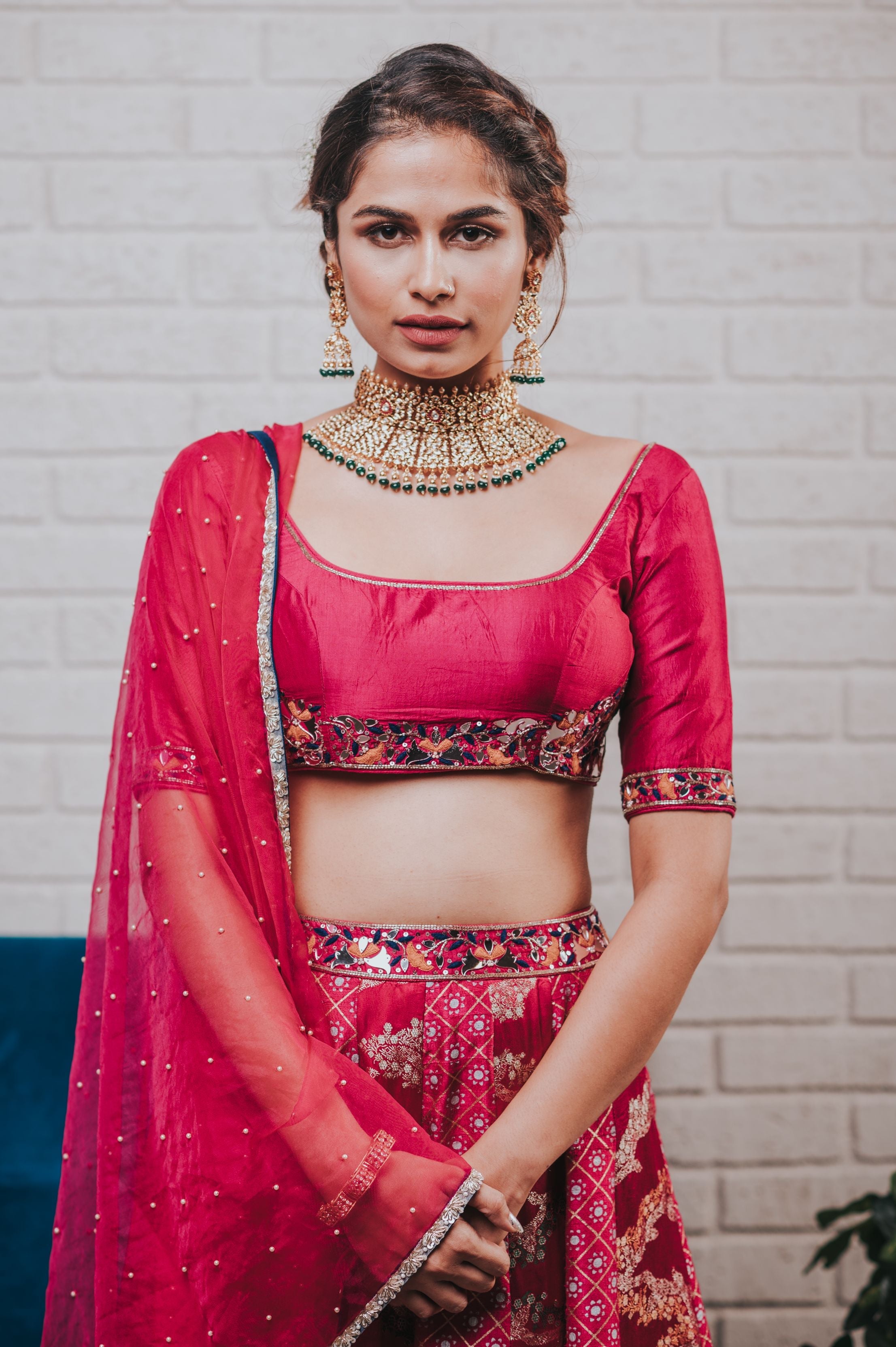 Chaaya – pink silk lehenga, bisouNYC