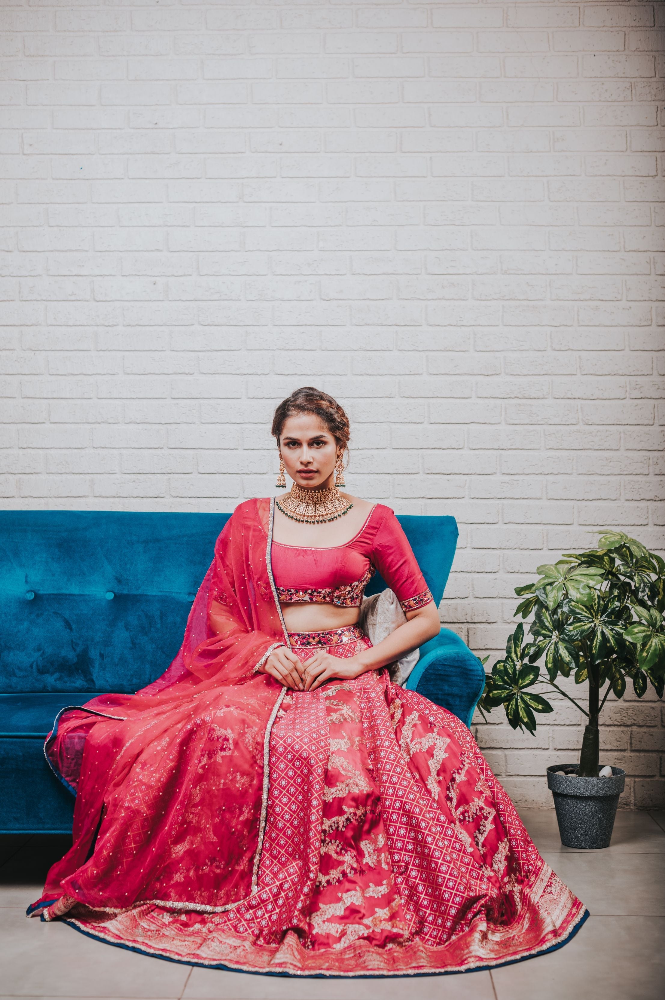 Chaaya – pink silk lehenga, bisouNYC