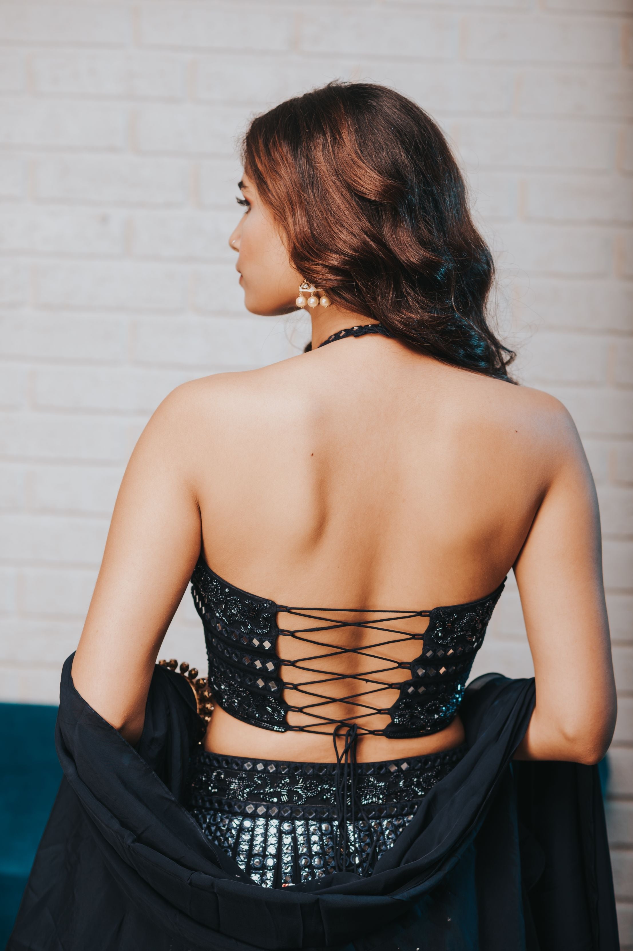Kavita – navy georgette lehenga, bisouNYC
