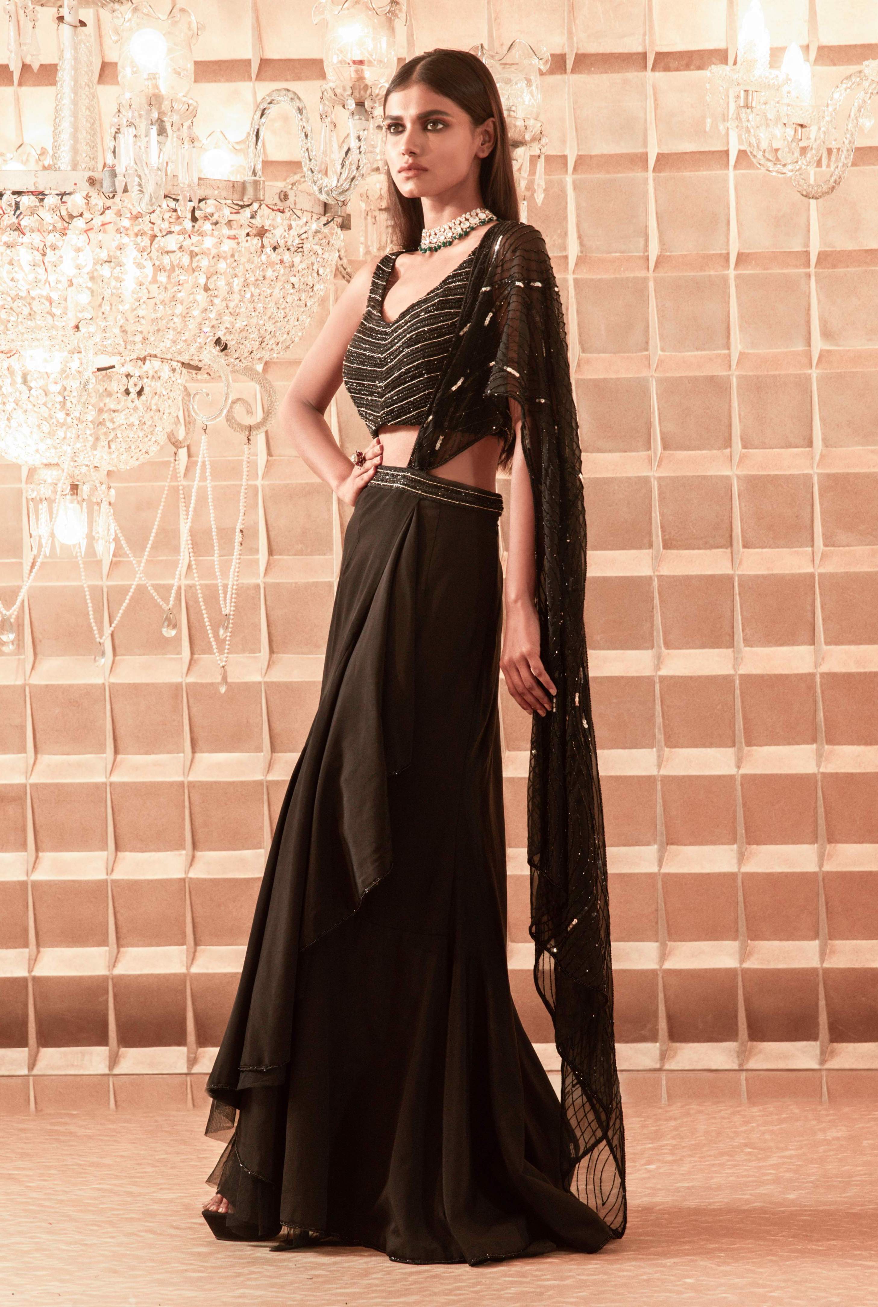 Ahana – black organza saree, bisouNYC