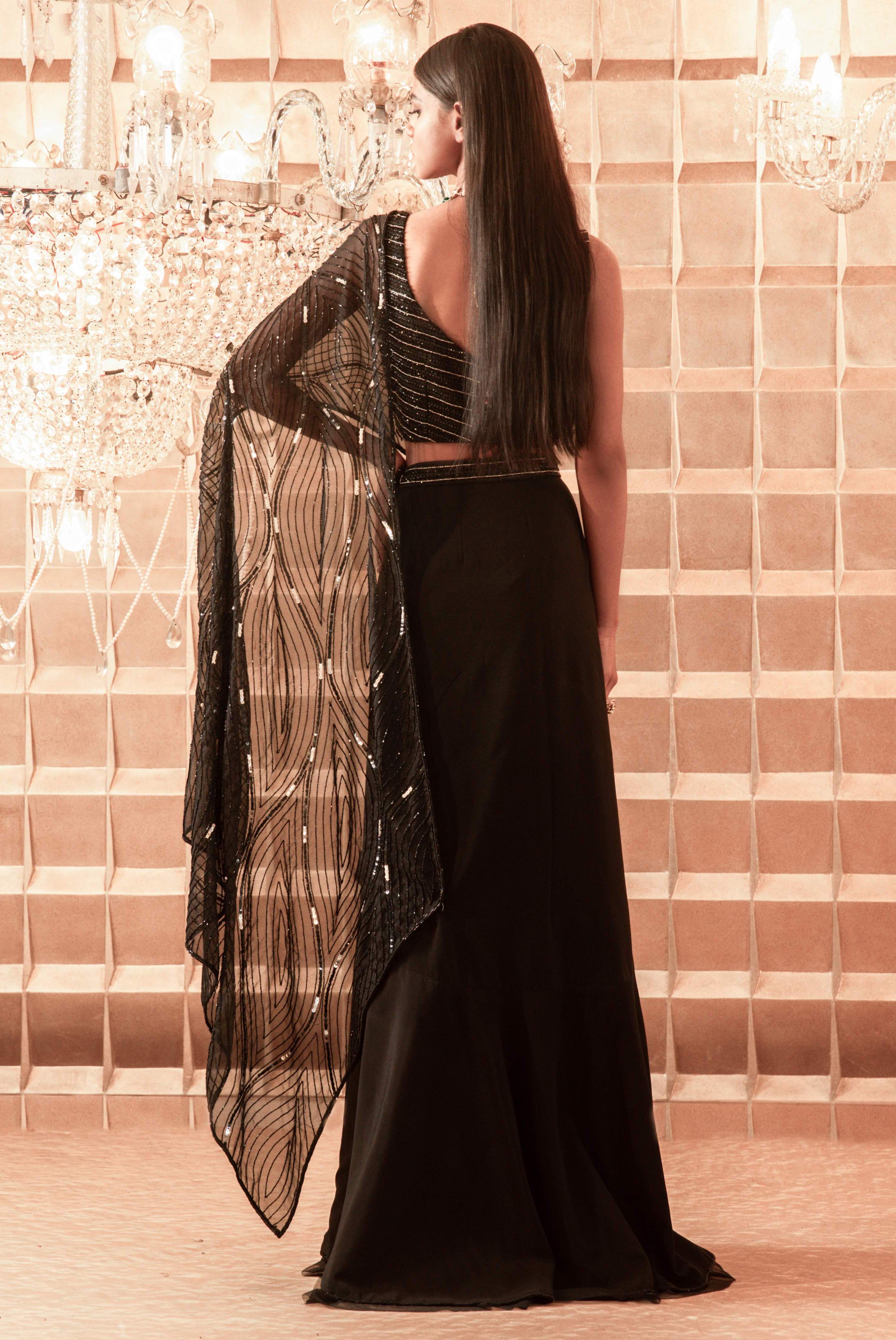 Ahana – black organza saree, bisouNYC