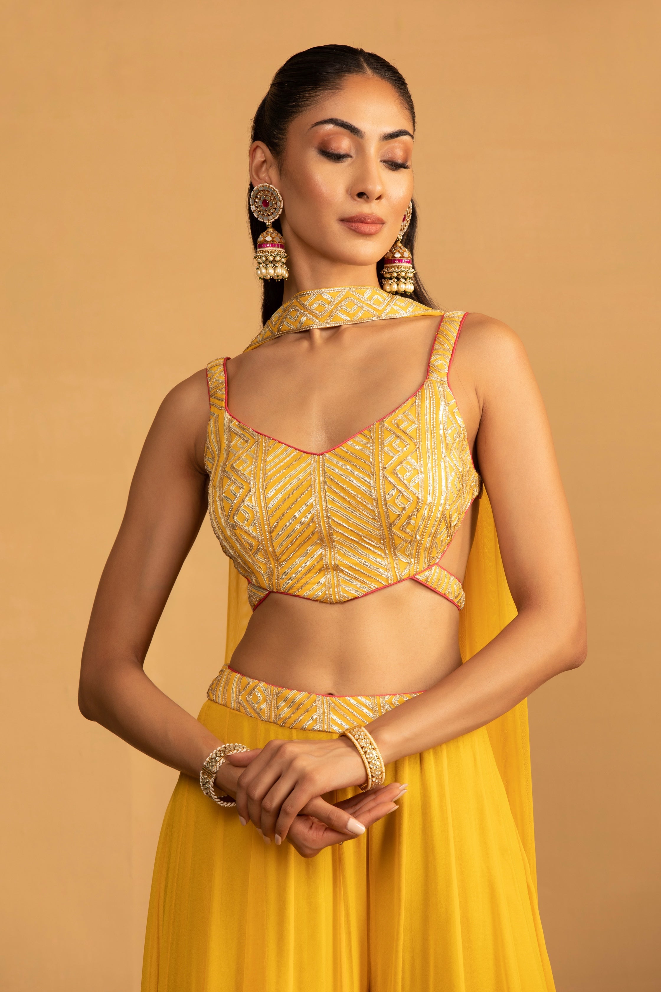 Amal – yellow georgette outfit, bisouNYC