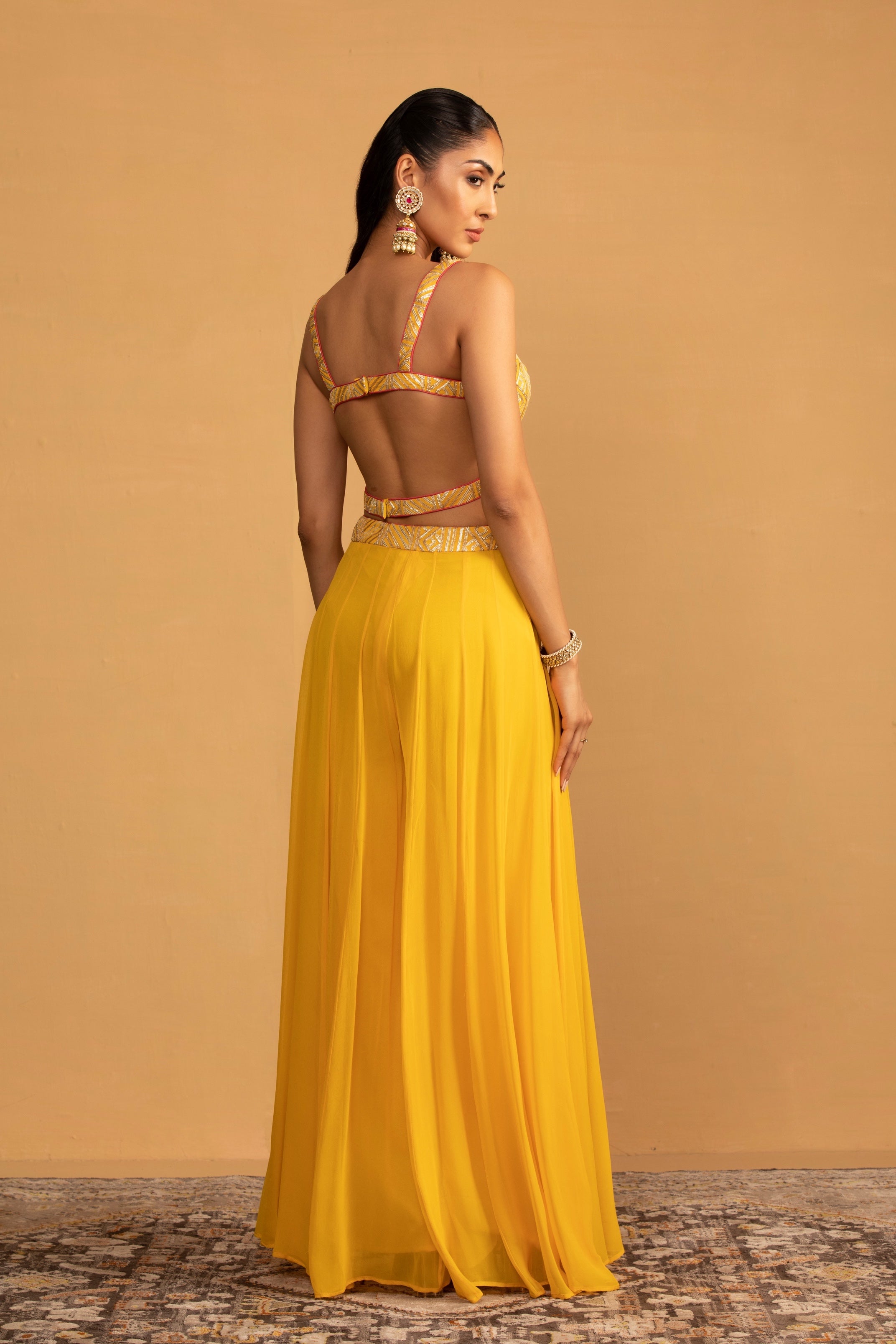 Amal – yellow georgette outfit, bisouNYC
