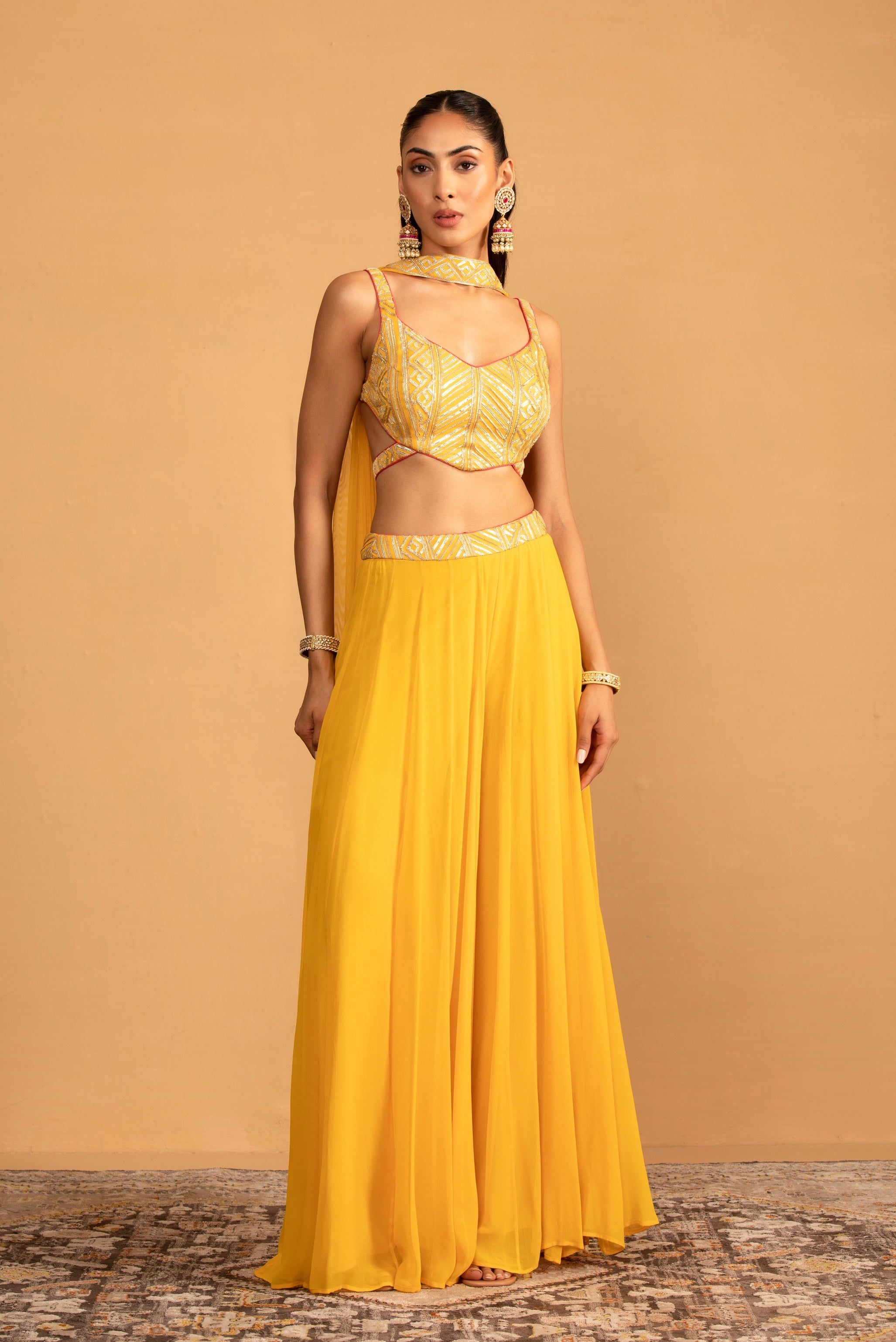 Amal – yellow georgette outfit, bisouNYC