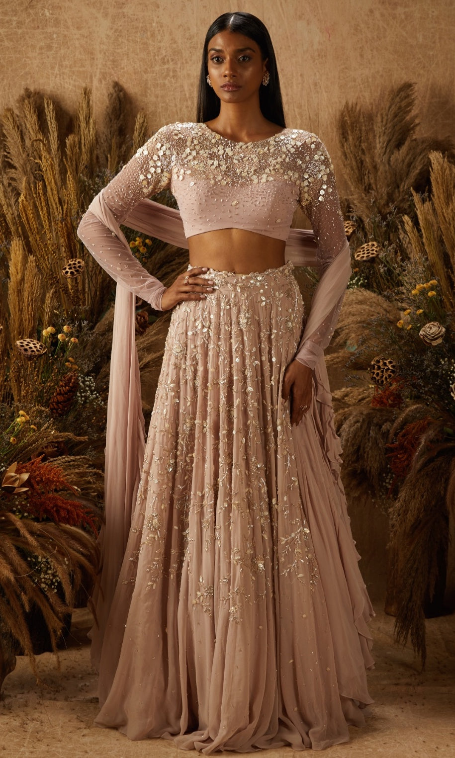 Amari – pink georgette lehenga, bisouNYC