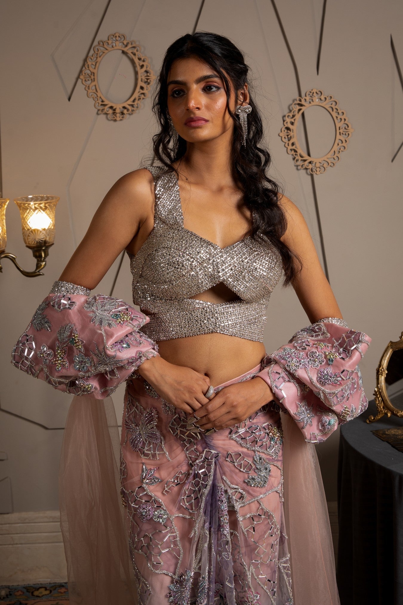 Amaris – pink net saree, bisouNYC