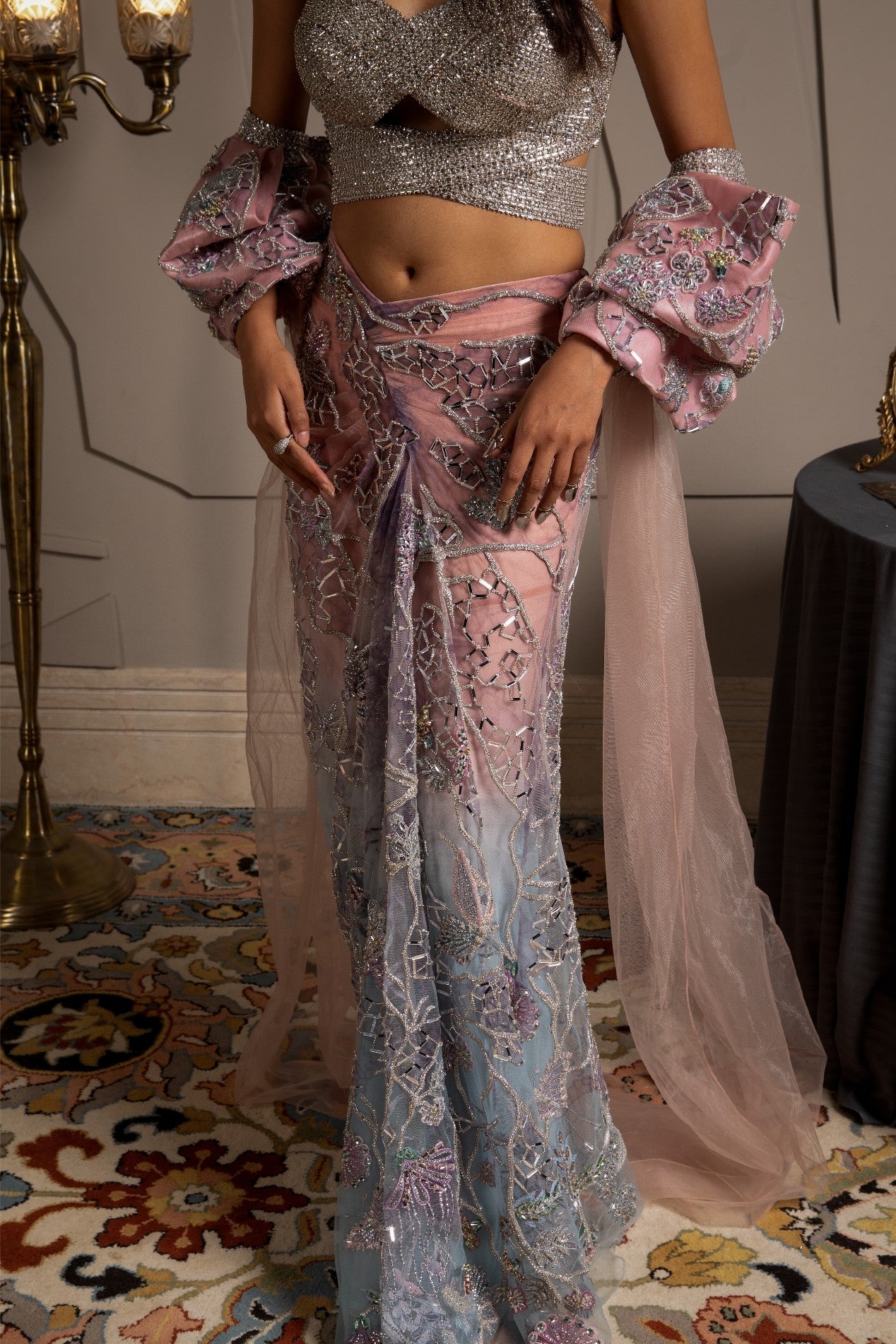 Amaris – pink net saree, bisouNYC