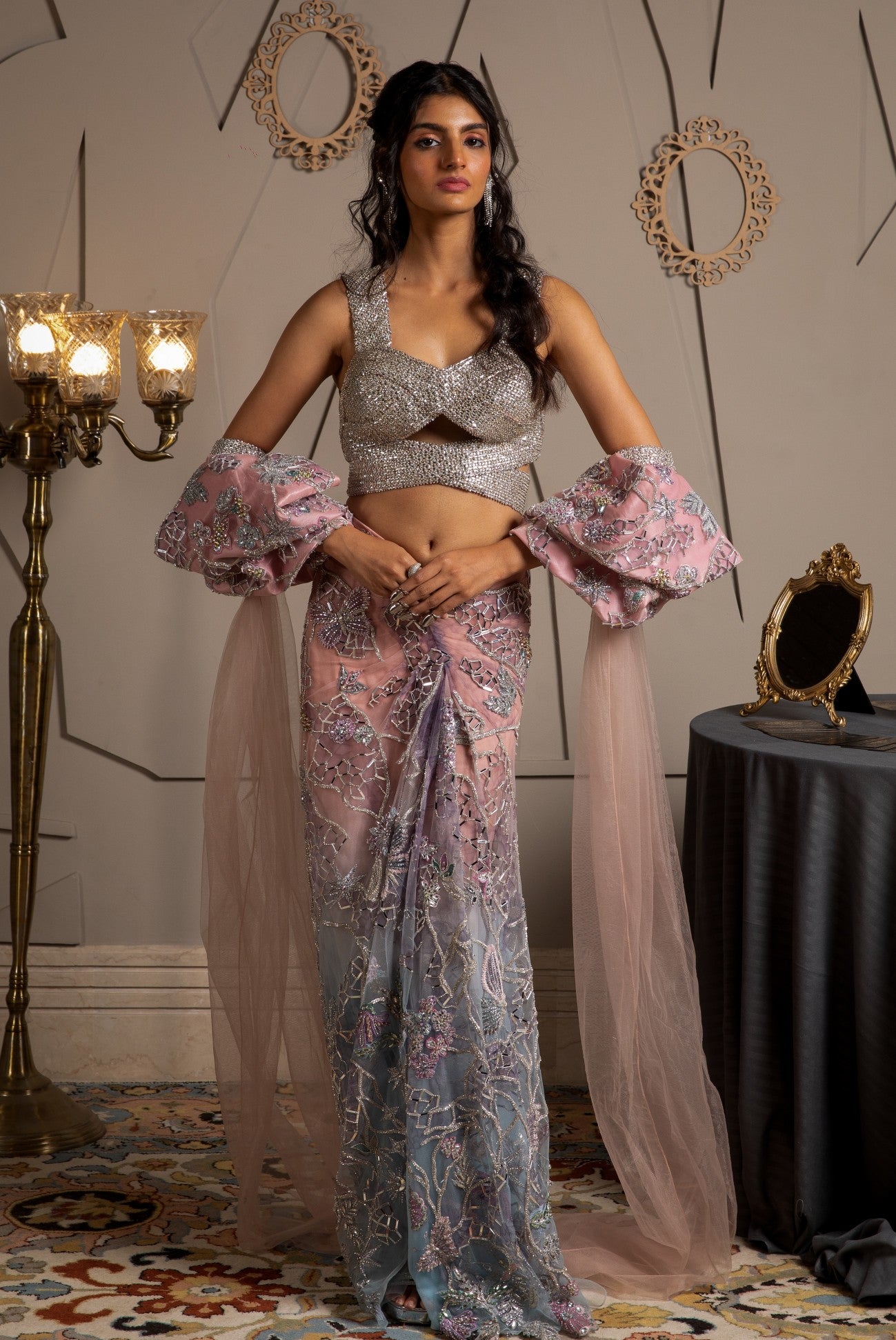 Amaris – pink net saree, bisouNYC