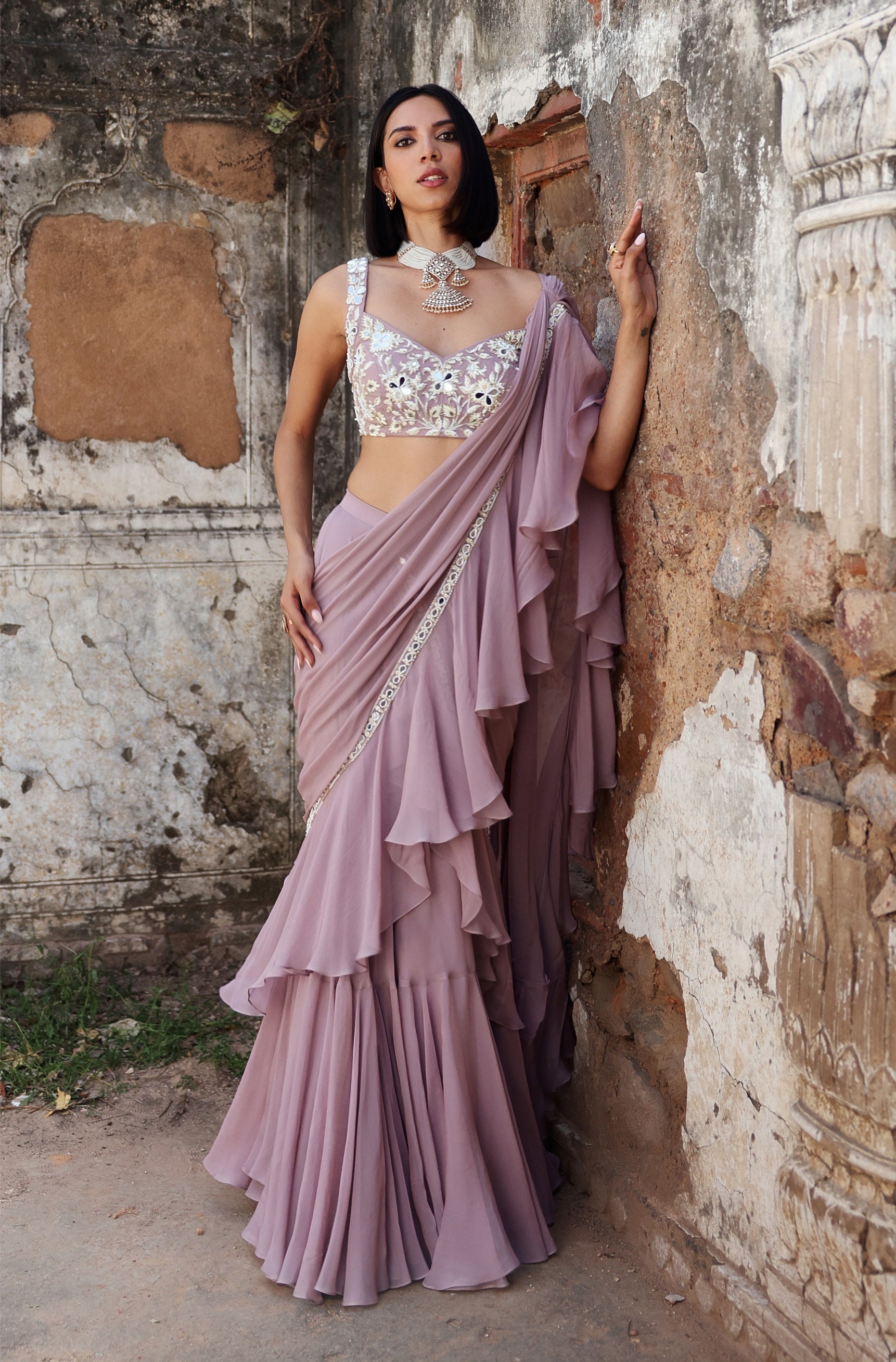 Amaya – lilac organza saree, bisouNYC