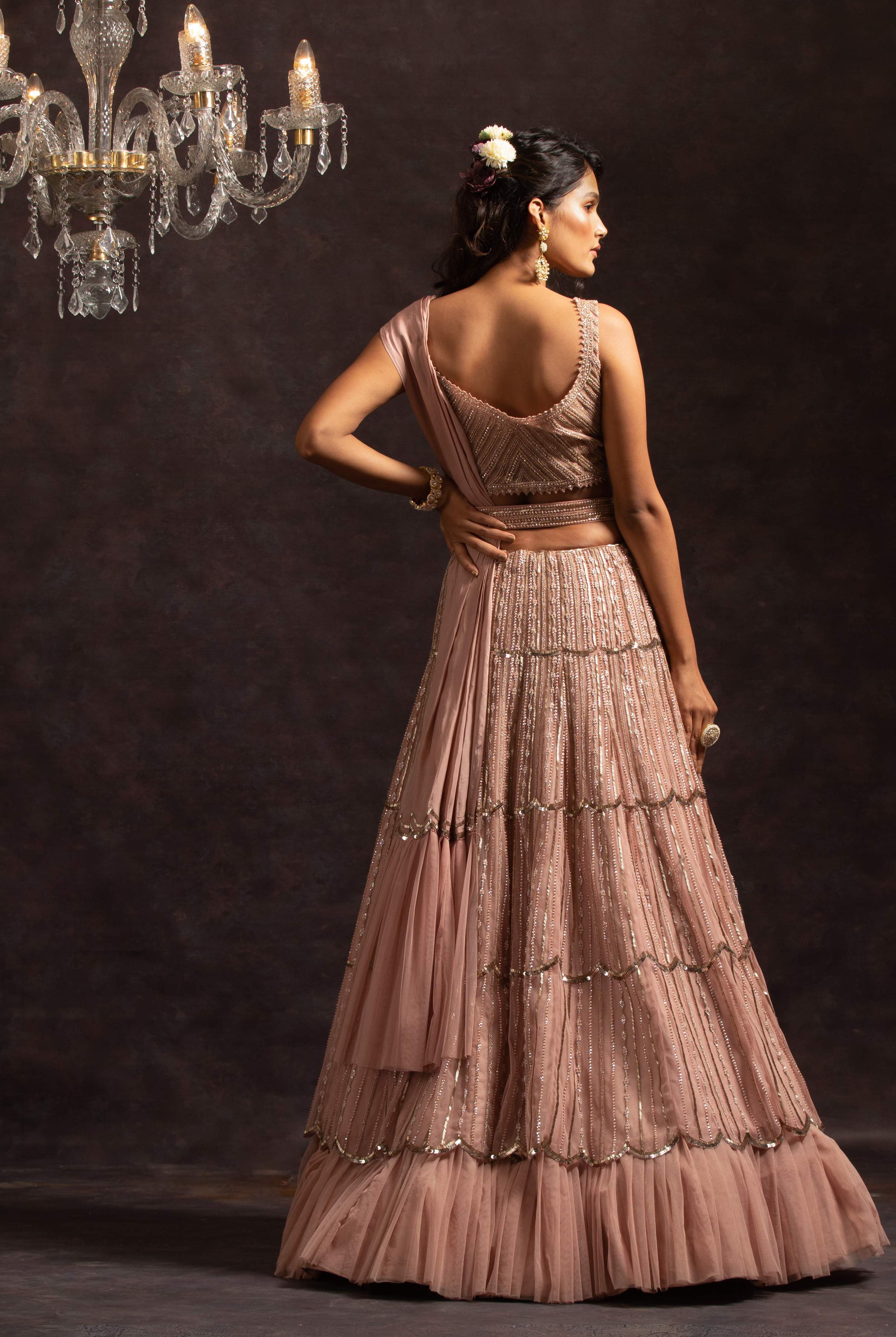 Amelia – pink silk lehenga, bisouNYC