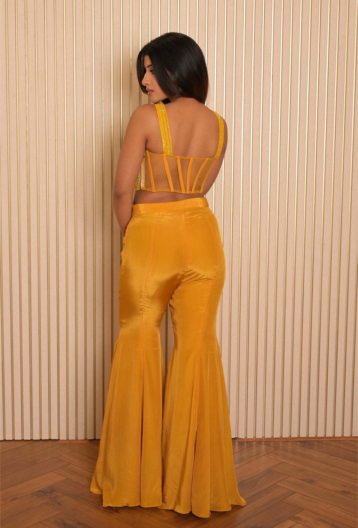Amelia – yellow silk suit, bisouNYC