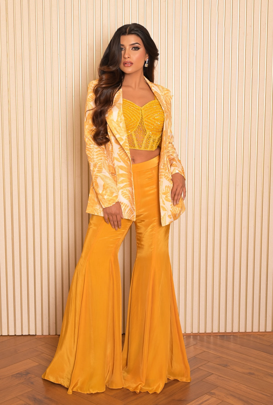Amelia – yellow silk suit, bisouNYC