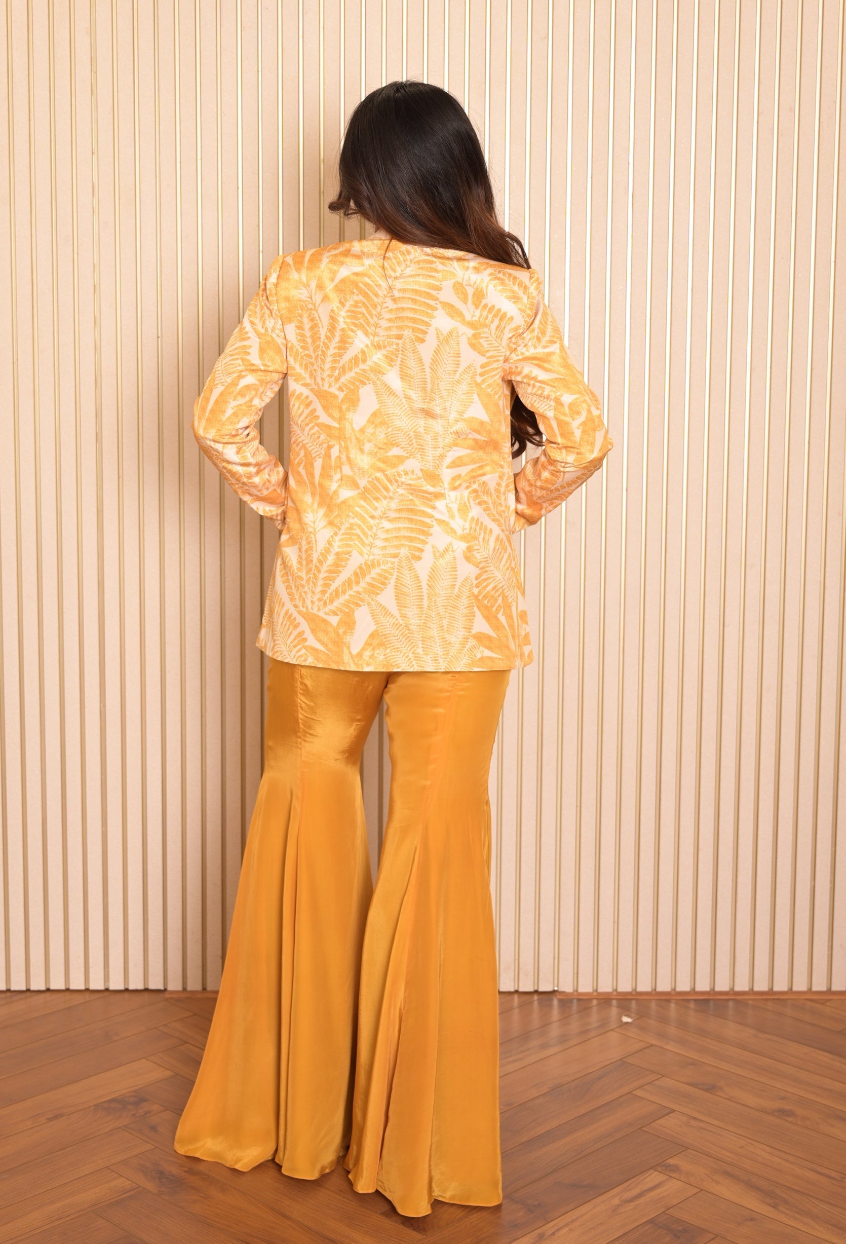 Amelia – yellow silk suit, bisouNYC