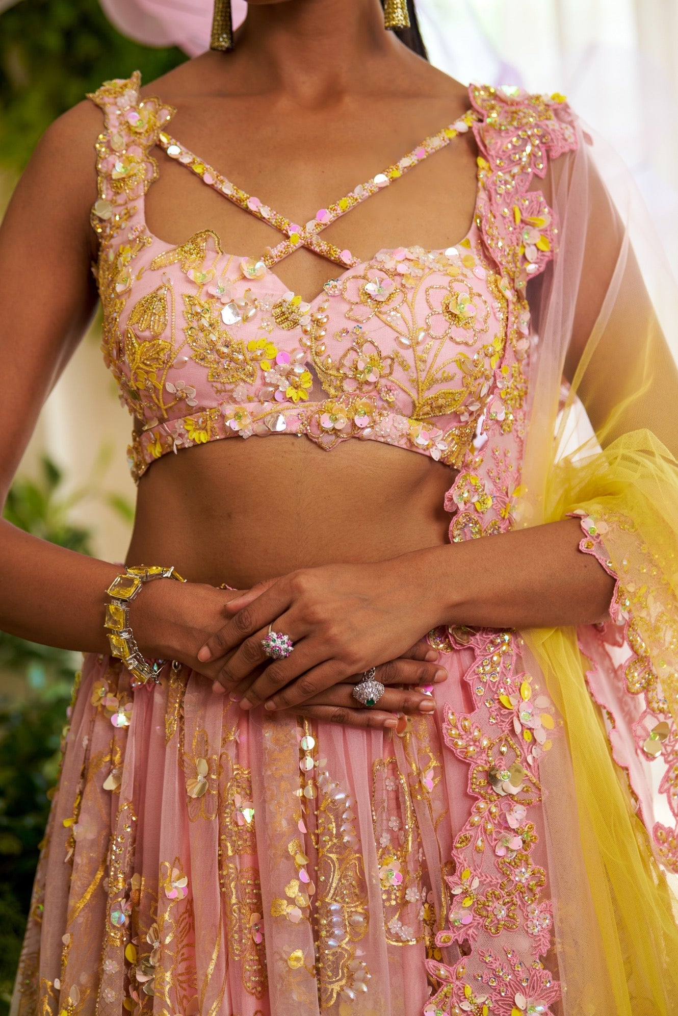 Amora – yellow organza lehenga, bisouNYC