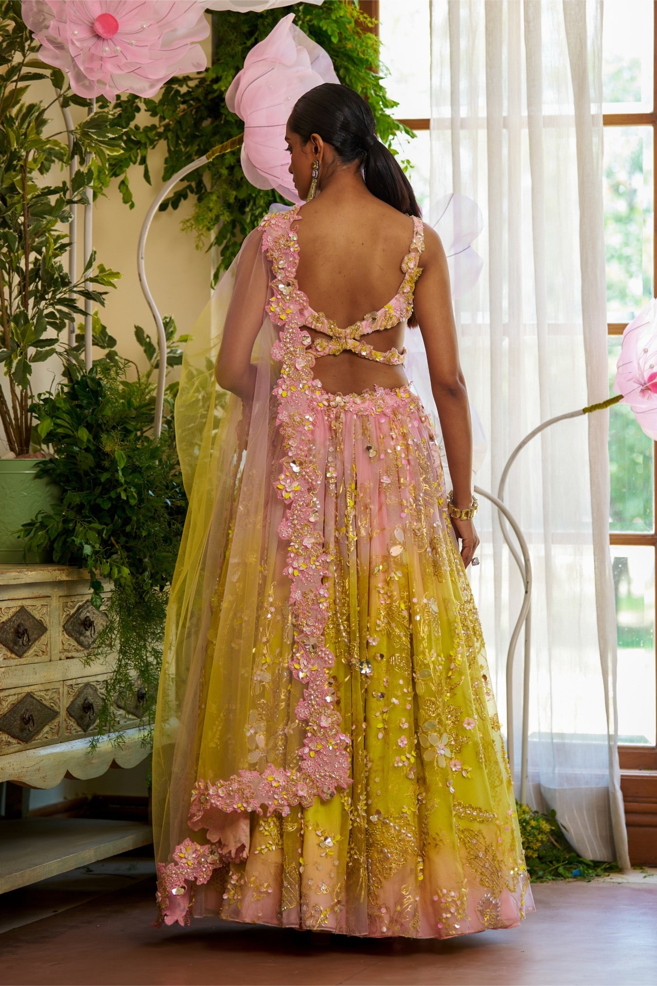 Amora – yellow organza lehenga, bisouNYC