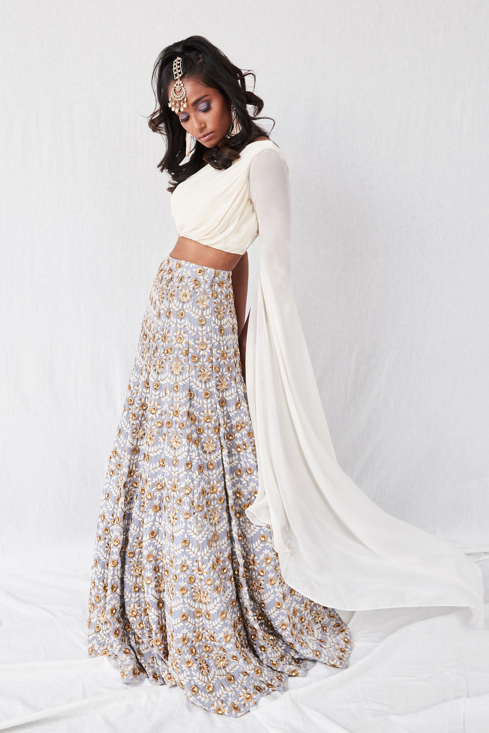 Amoré – cream georgette lehenga, bisouNYC