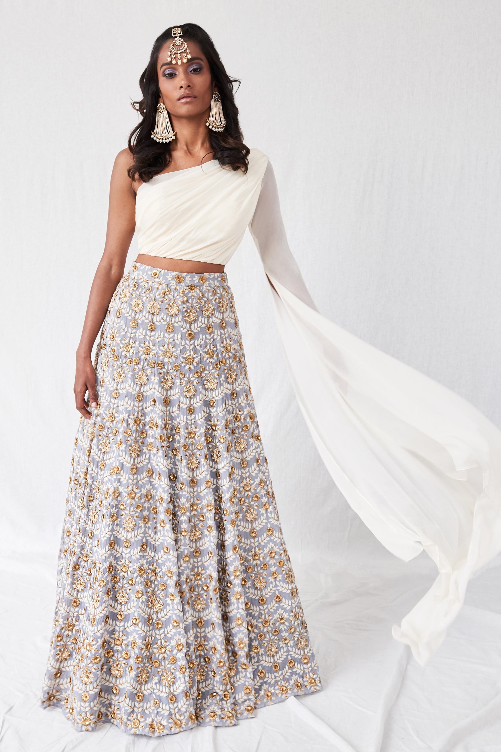 Amoré – cream georgette lehenga, bisouNYC