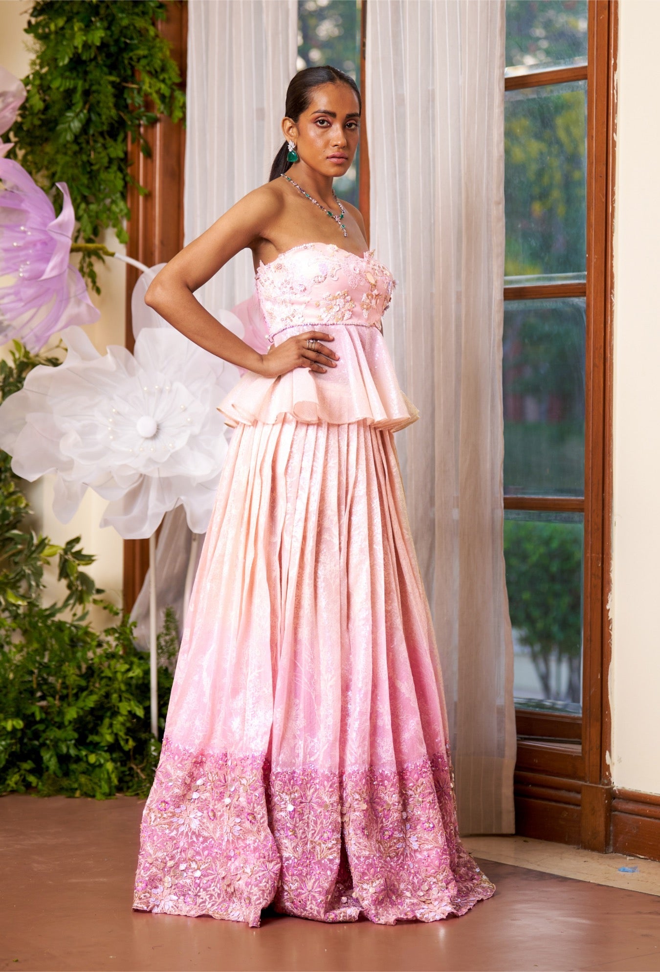Anahira – pink organza lehenga, bisouNYC