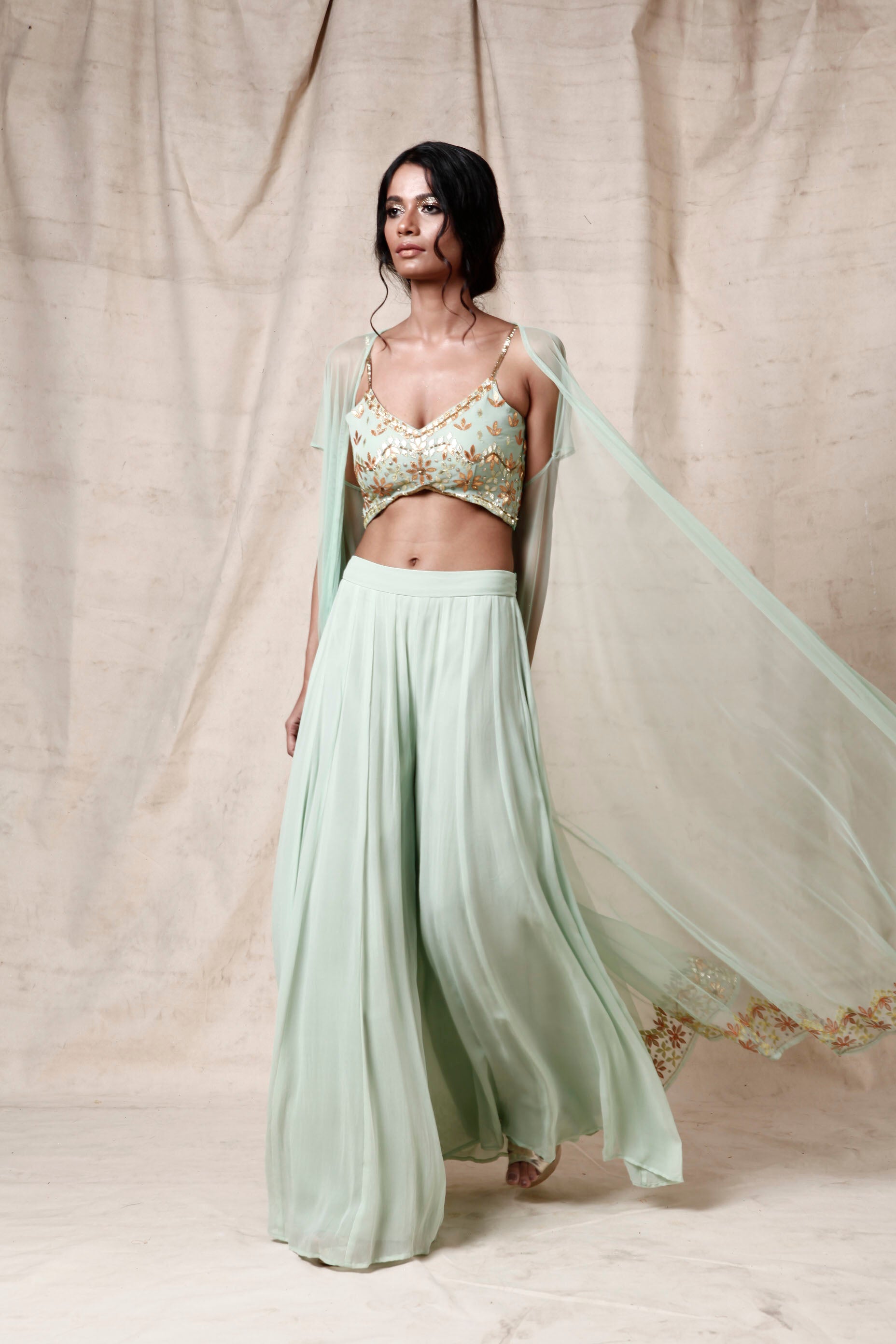 Anjali – mint georgette suit, bisouNYC