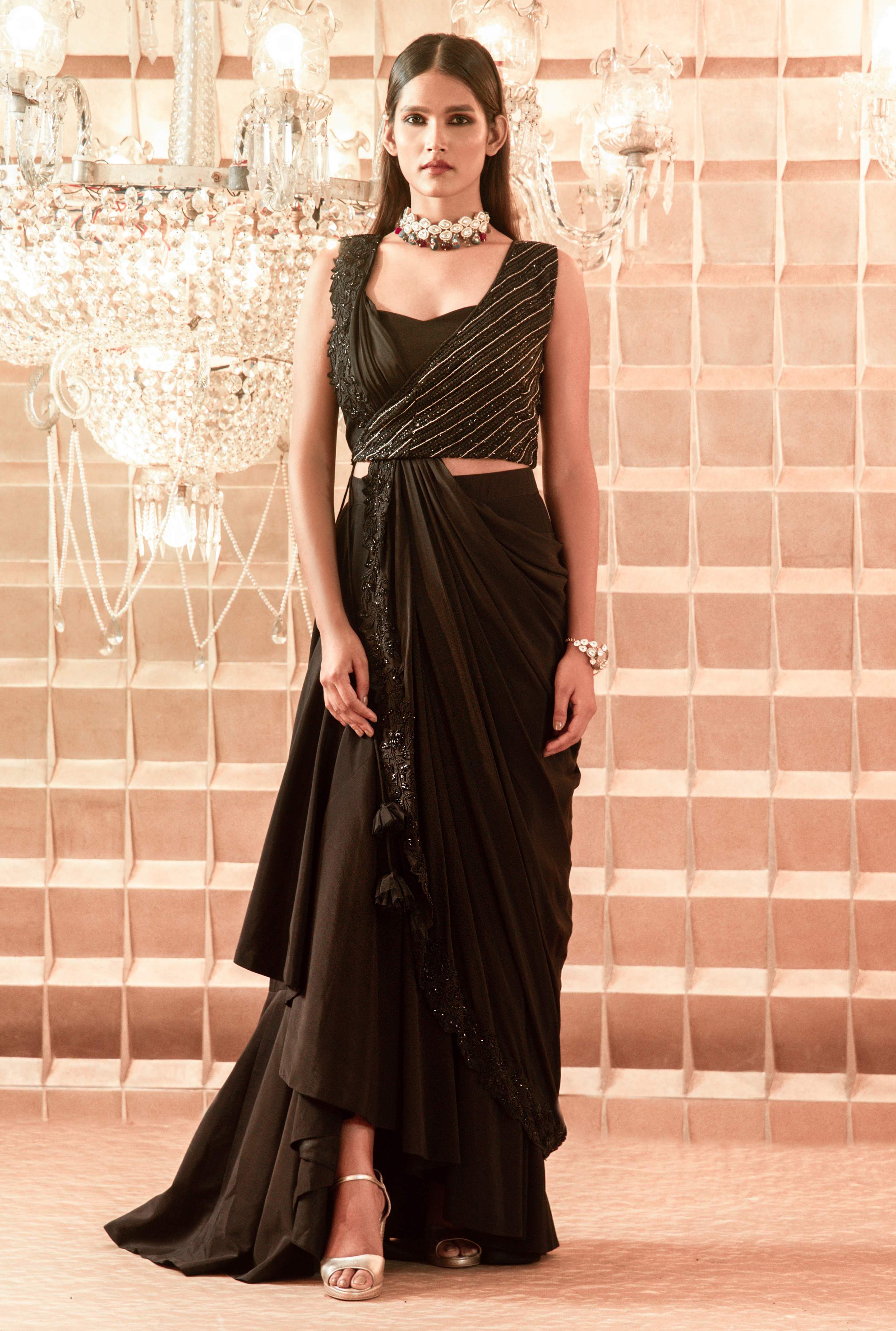 Anna – black net saree, bisouNYC