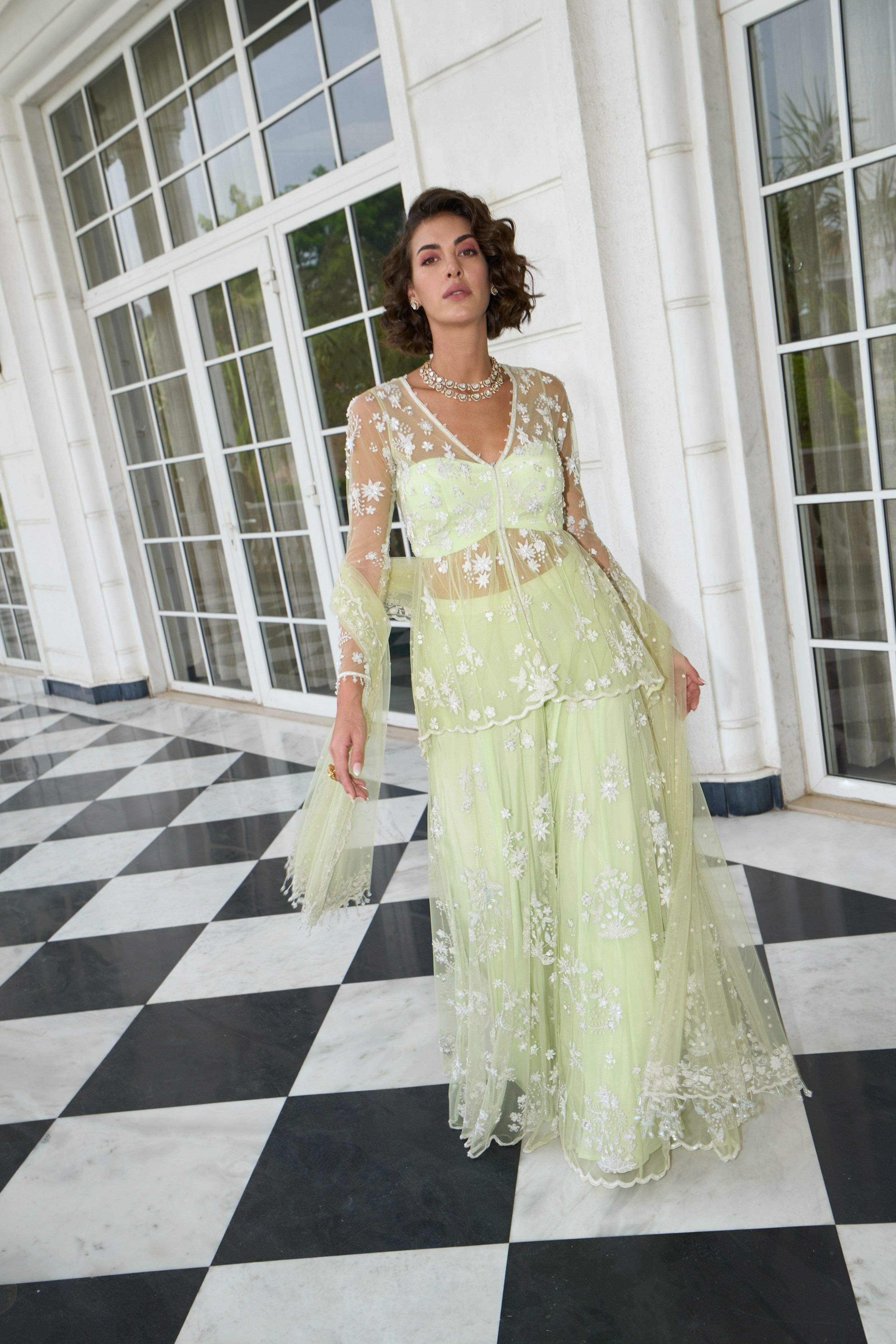 Anu – green net suit, bisouNYC