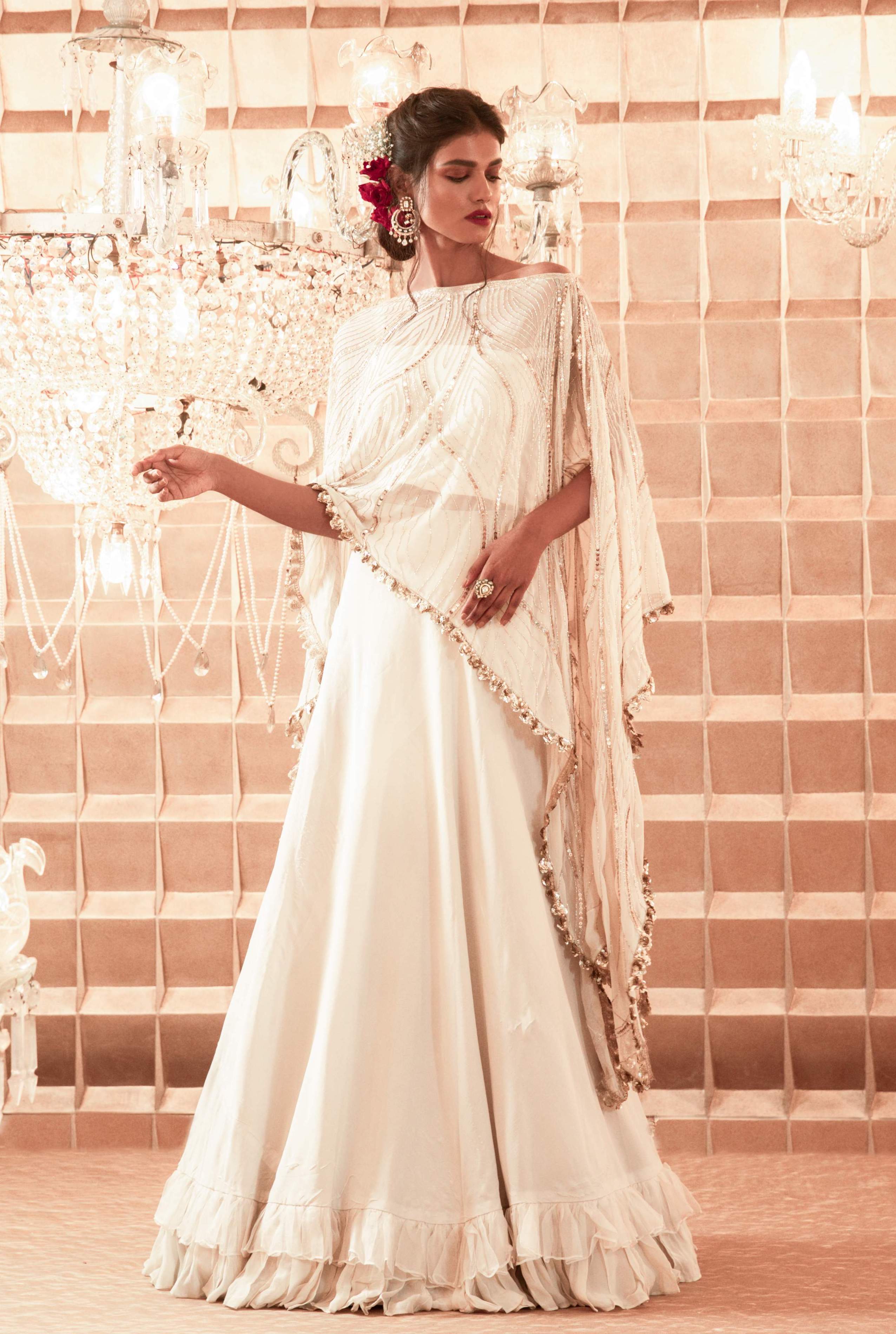 Arabella – ivory organza lehenga, bisouNYC