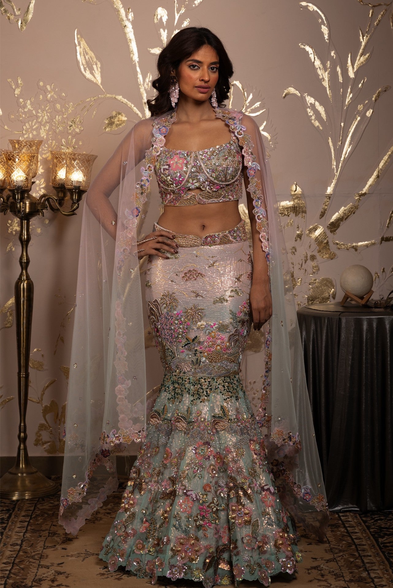 Aranya – pink organza lehenga, bisouNYC