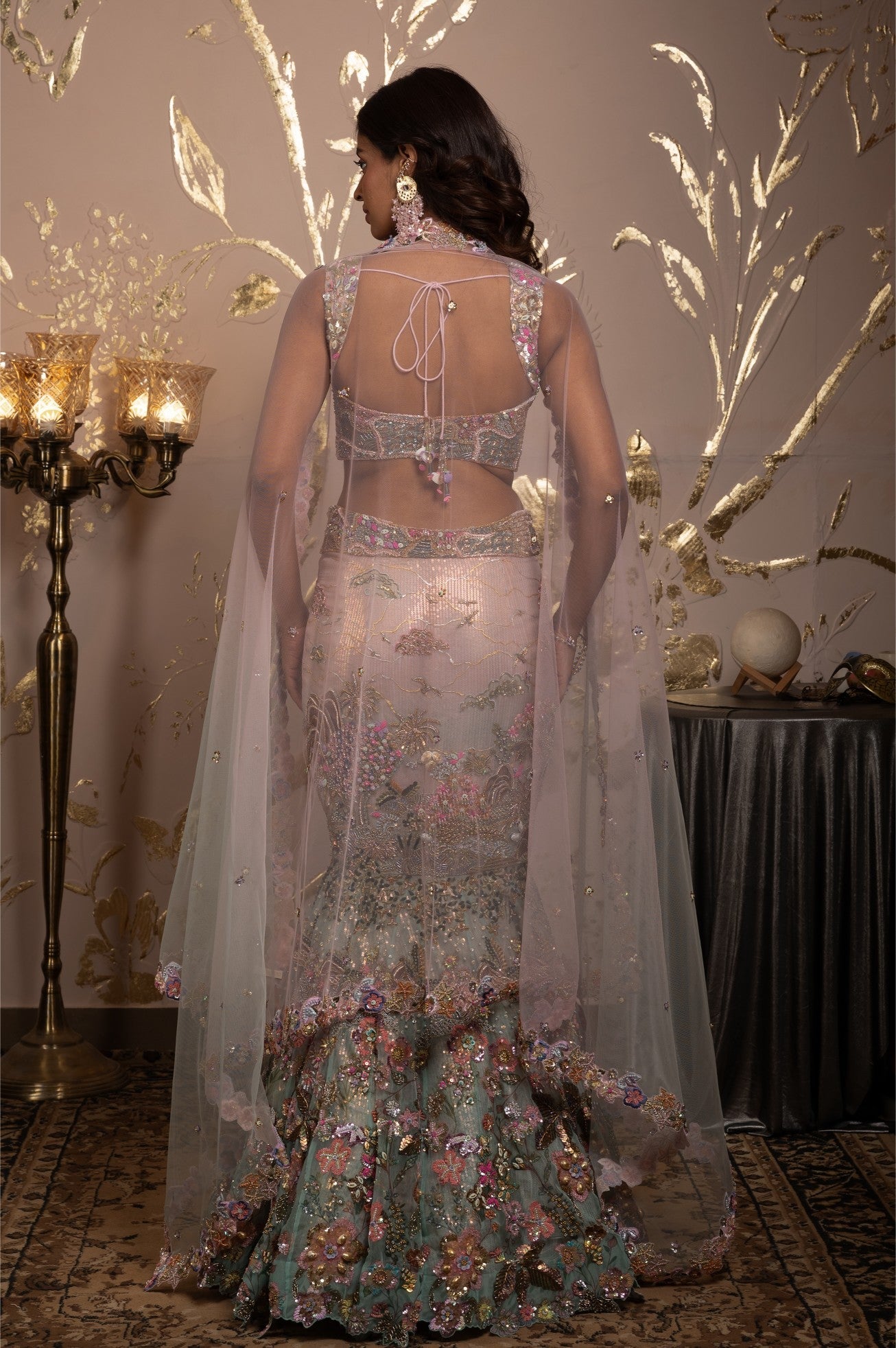 Aranya – pink organza lehenga, bisouNYC