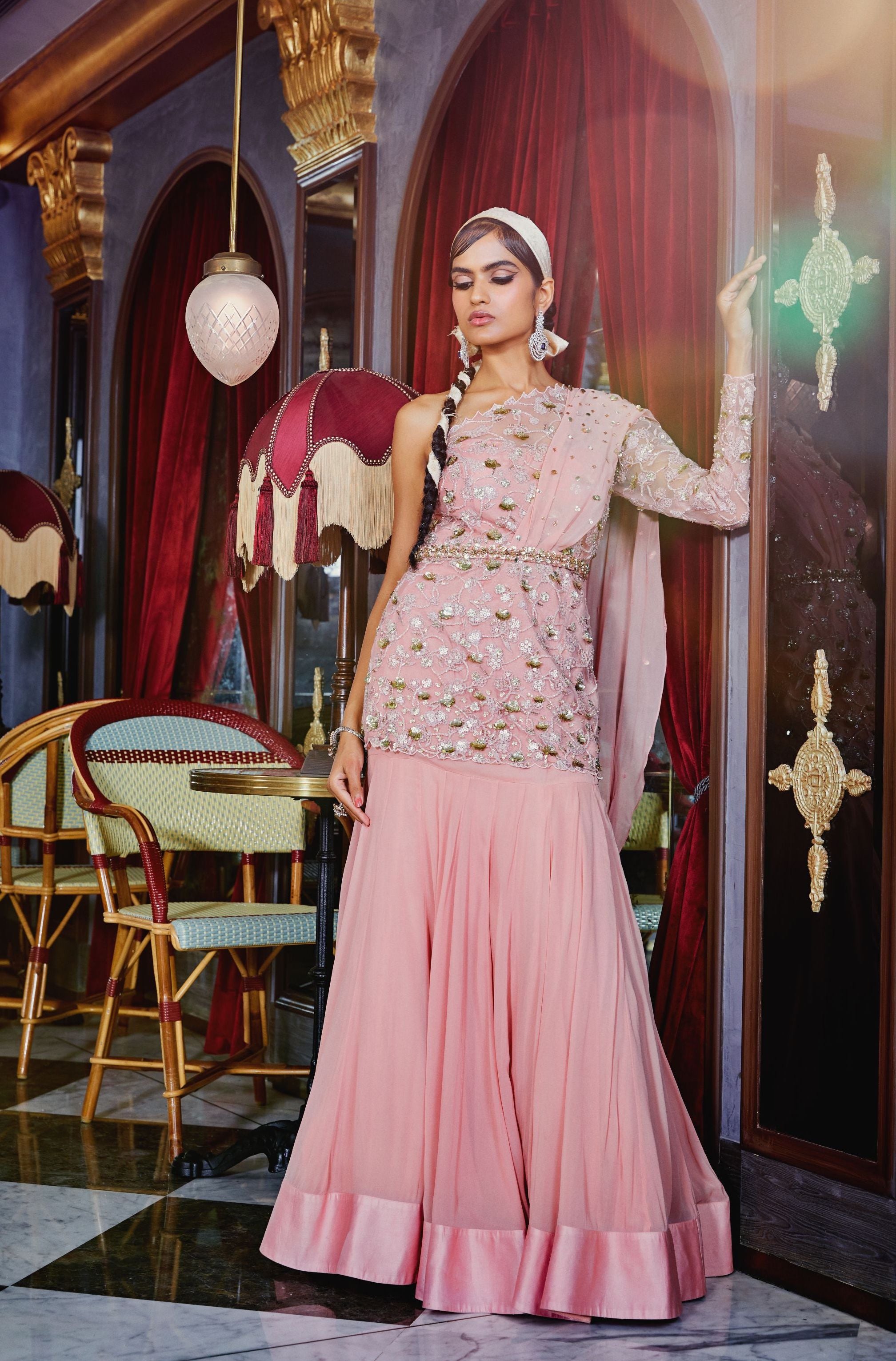 Areesha – pink georgette lehenga, bisouNYC