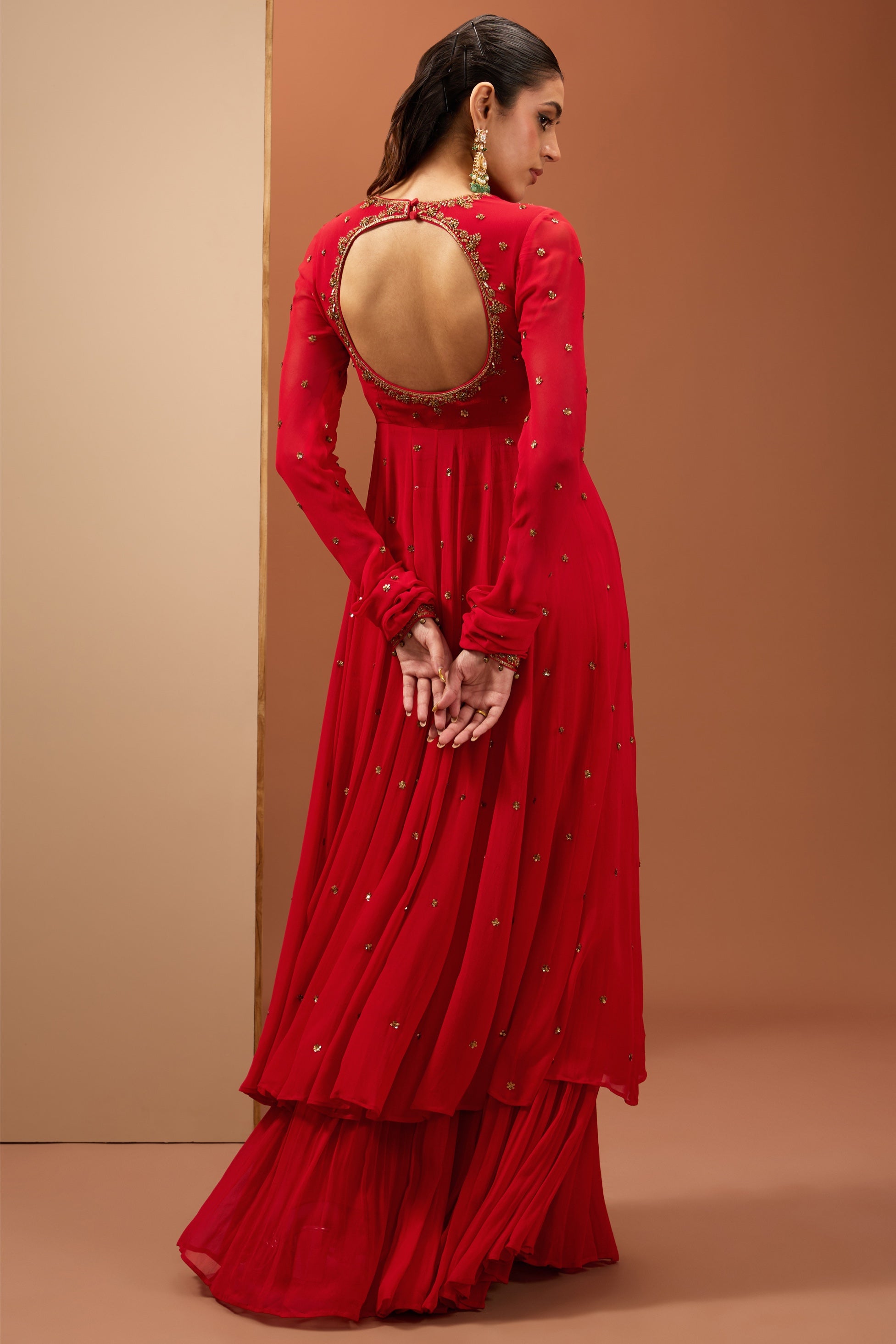 Ashna – red organza suit, bisouNYC