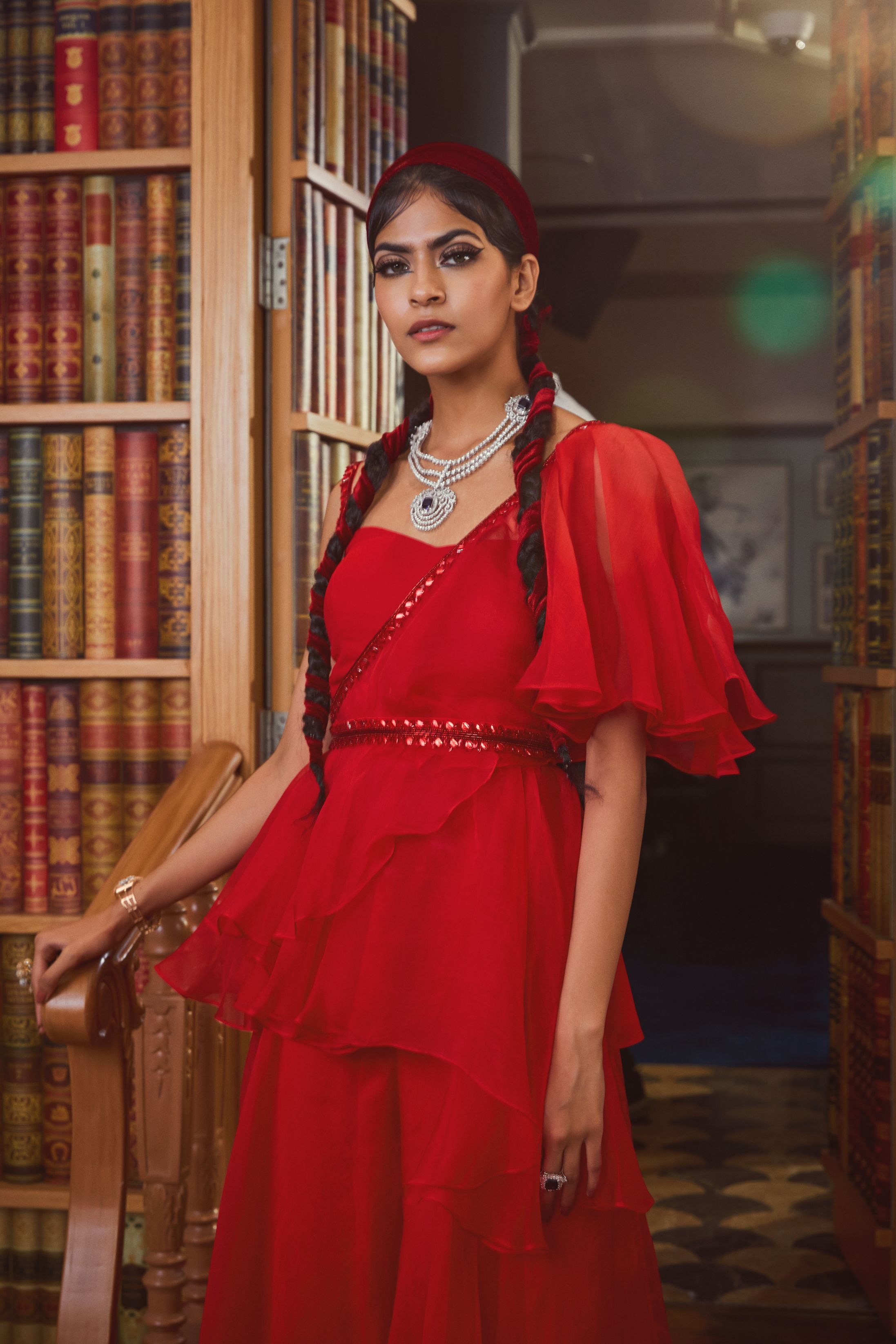 Asma – red organza suit, bisouNYC