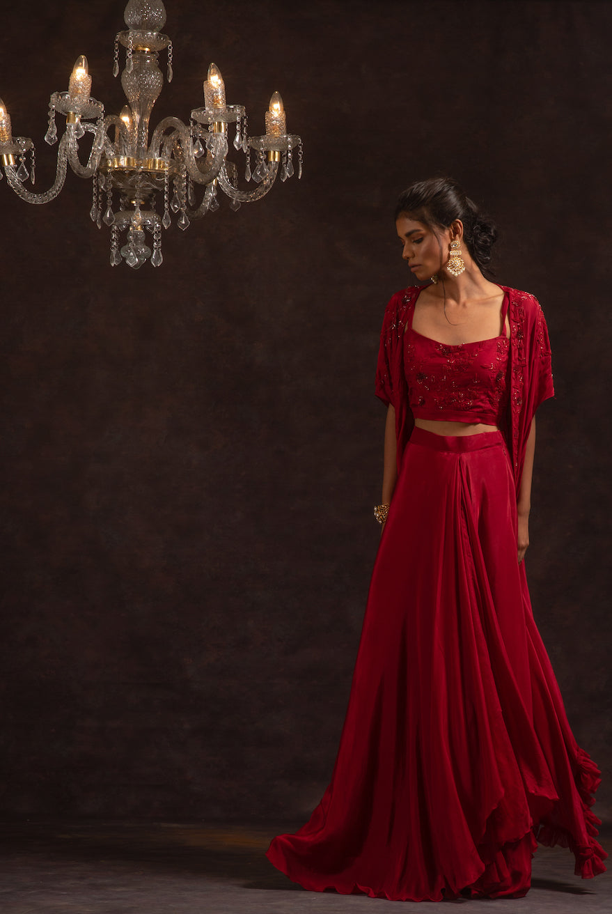 August – organza lehenga, bisouNYC