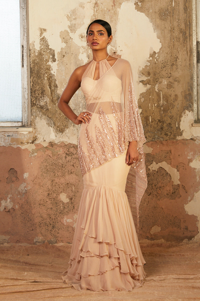 Aurium – beige georgette lehenga, bisouNYC