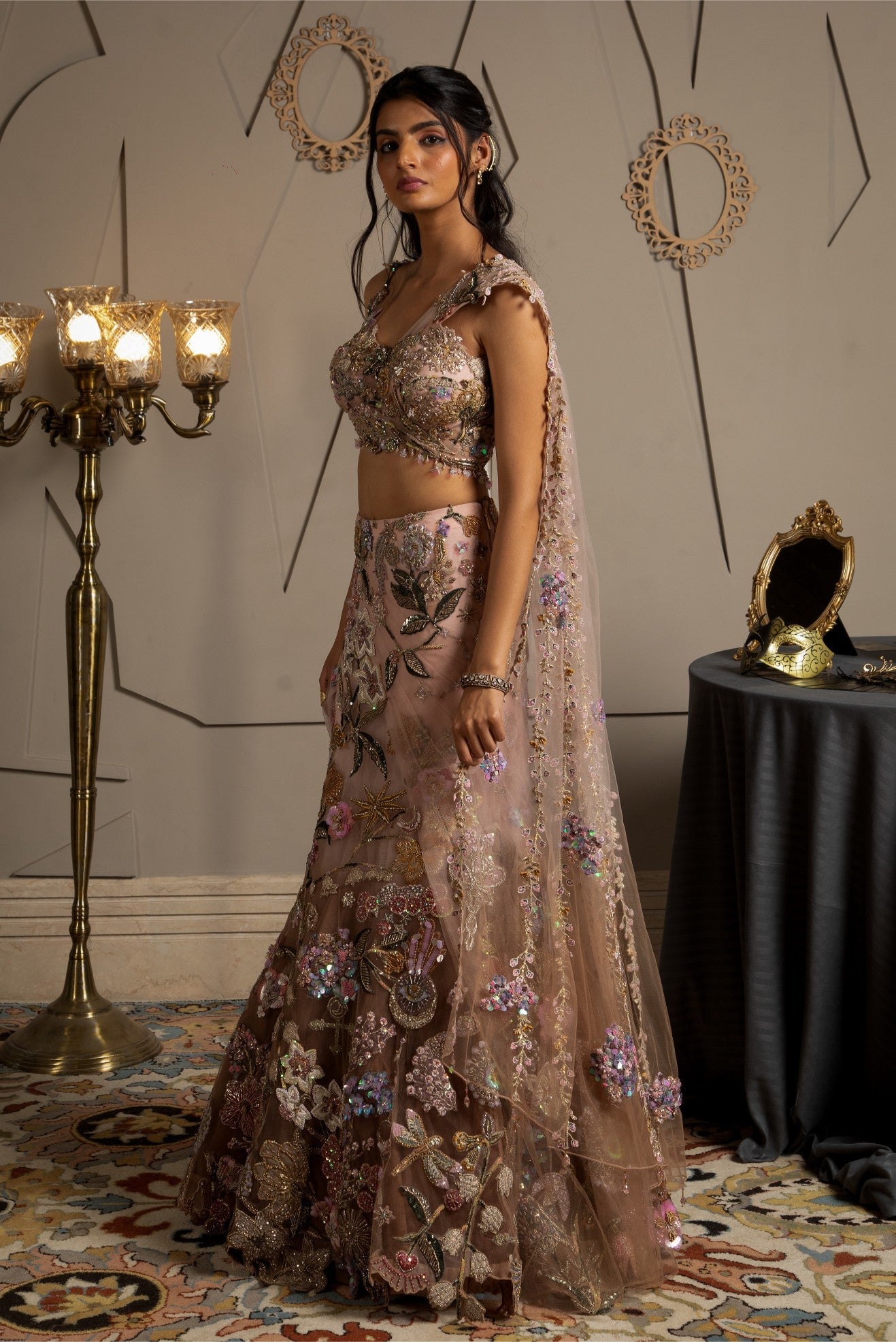 Aurora – pink net lehenga, bisouNYC