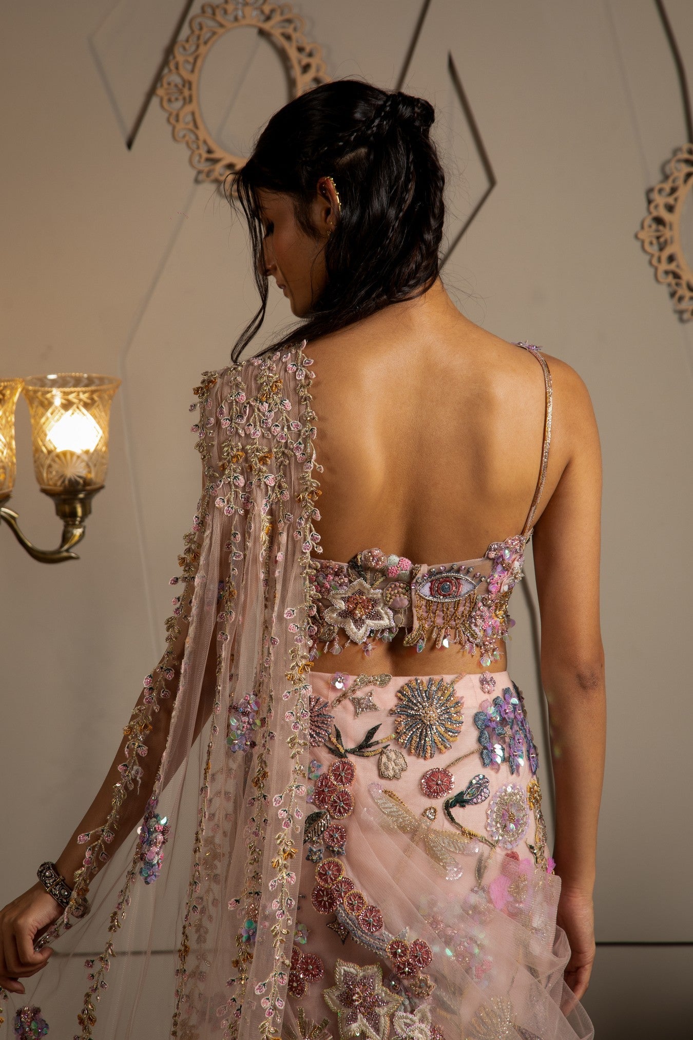 Aurora – pink net lehenga, bisouNYC