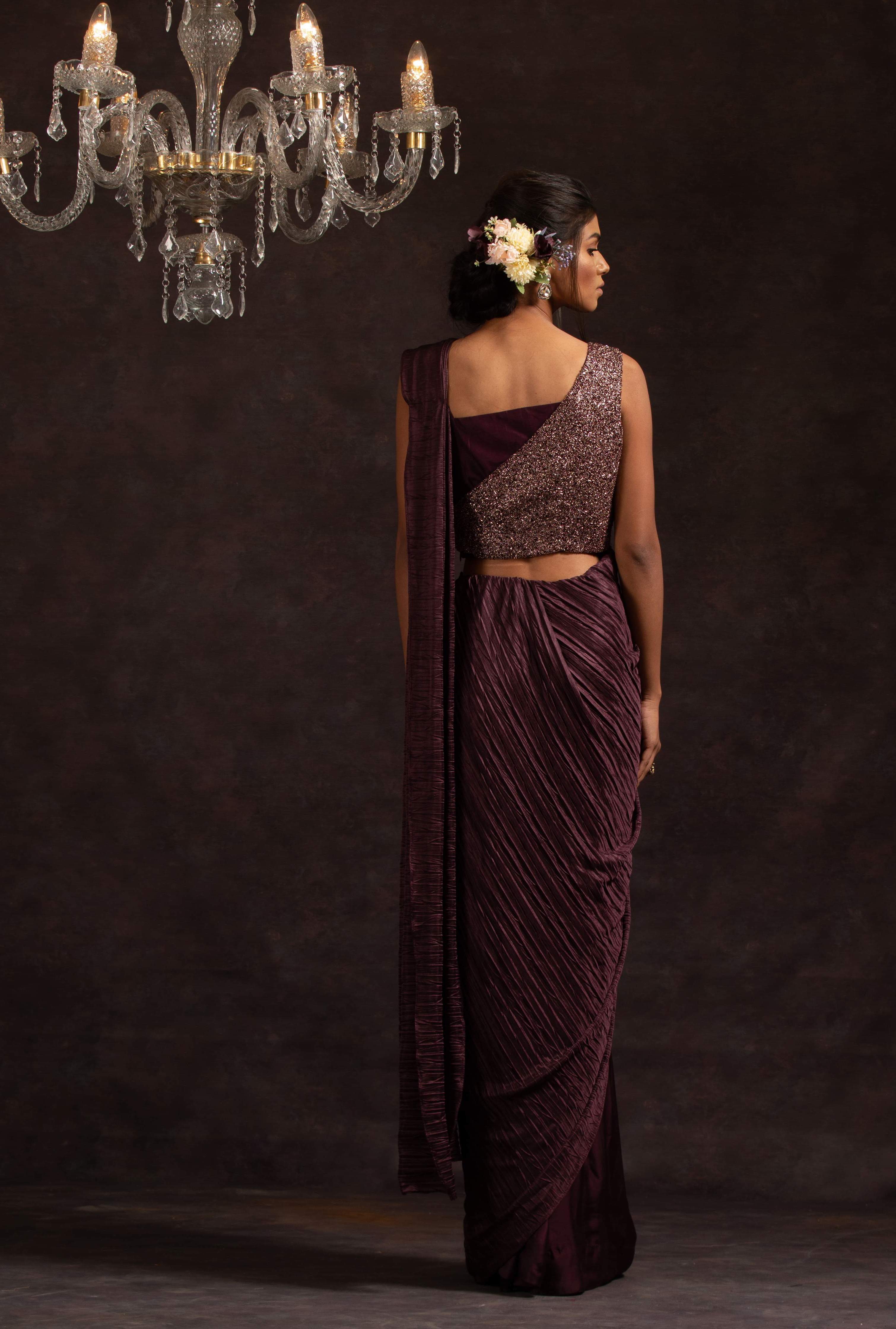 Ava – black georgette saree, bisouNYC