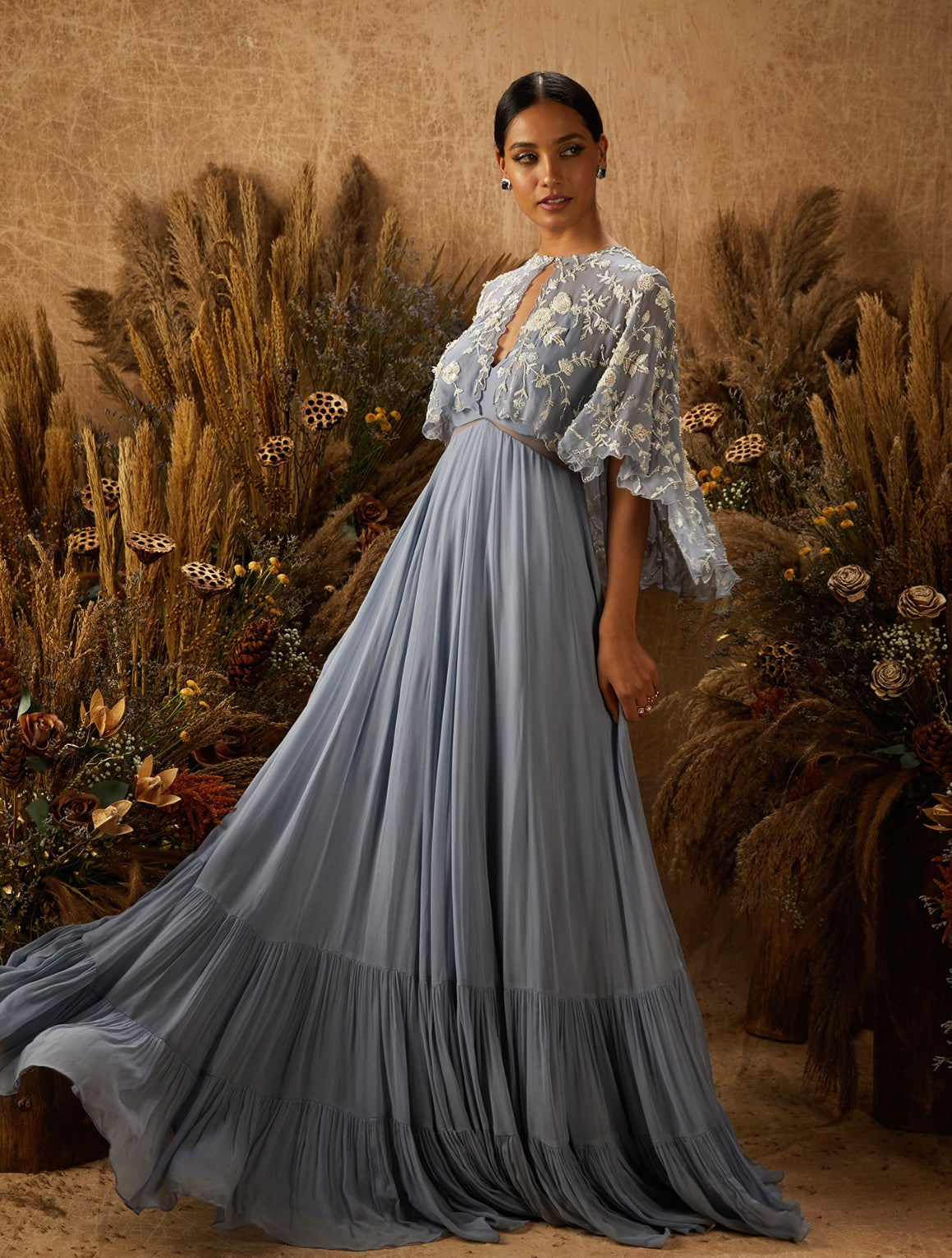 Bea – blue georgette dress, bisouNYC