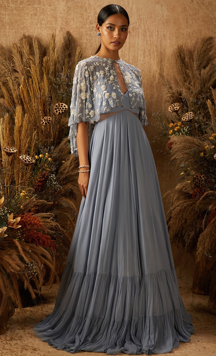 Bea – blue georgette dress, bisouNYC