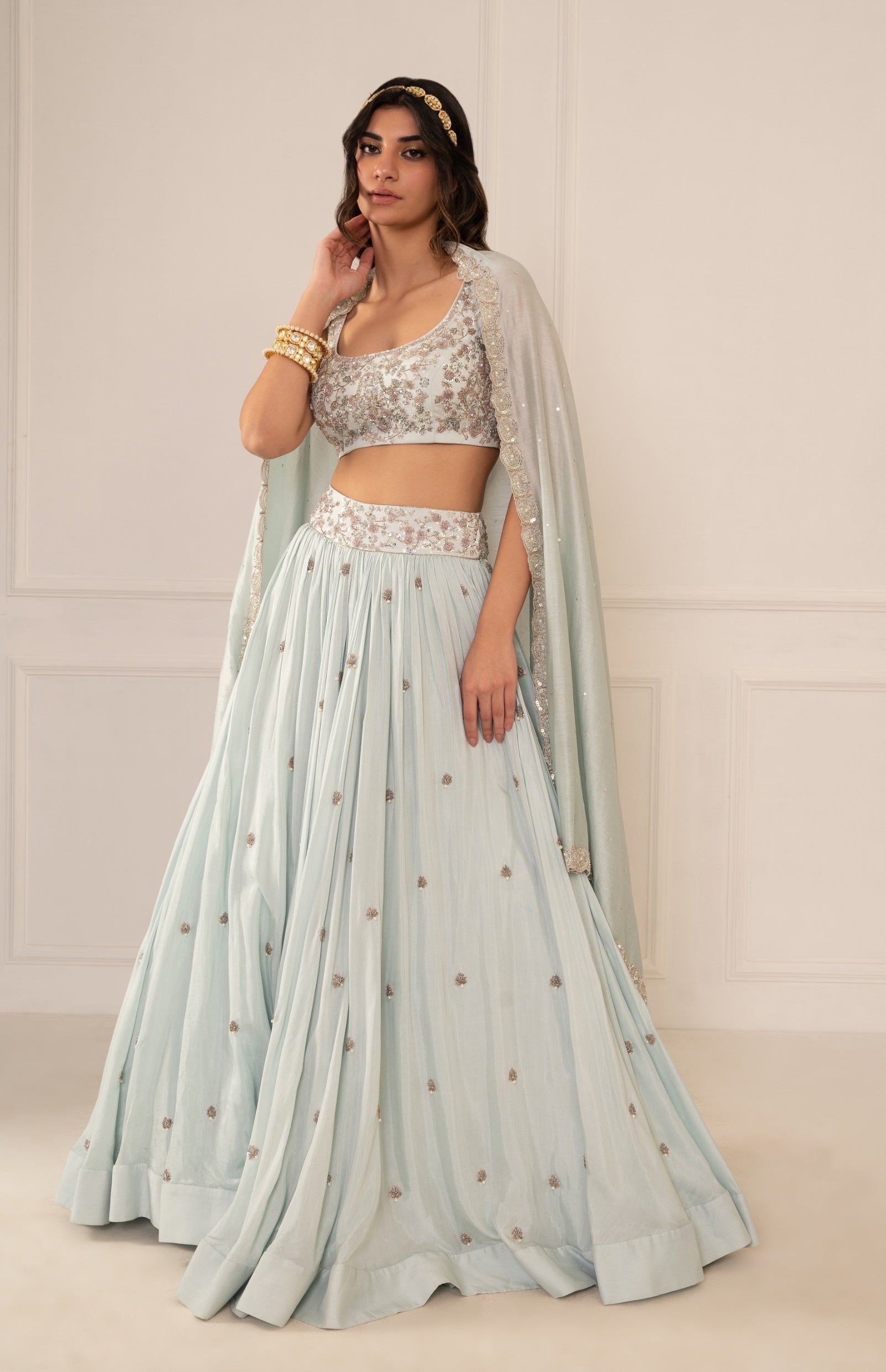 Bijal – blue silk lehenga, bisouNYC