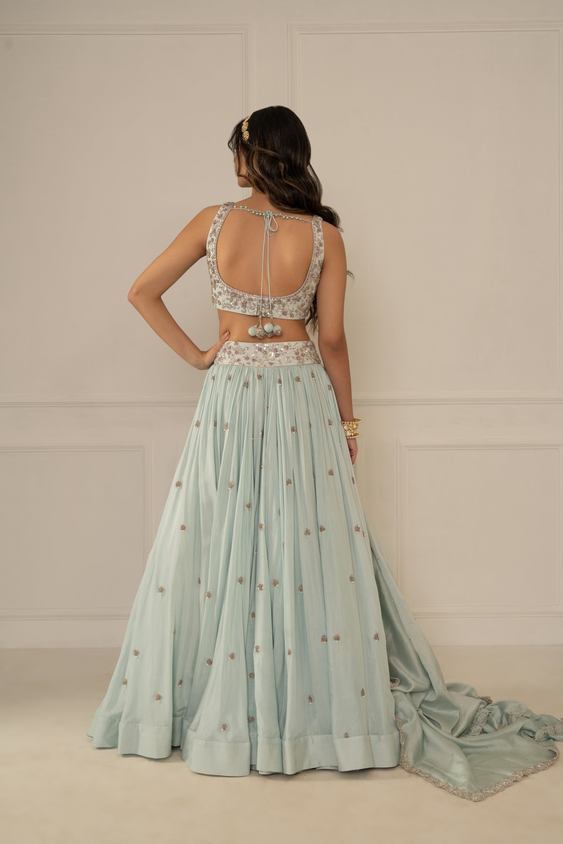 Bijal – blue silk lehenga, bisouNYC