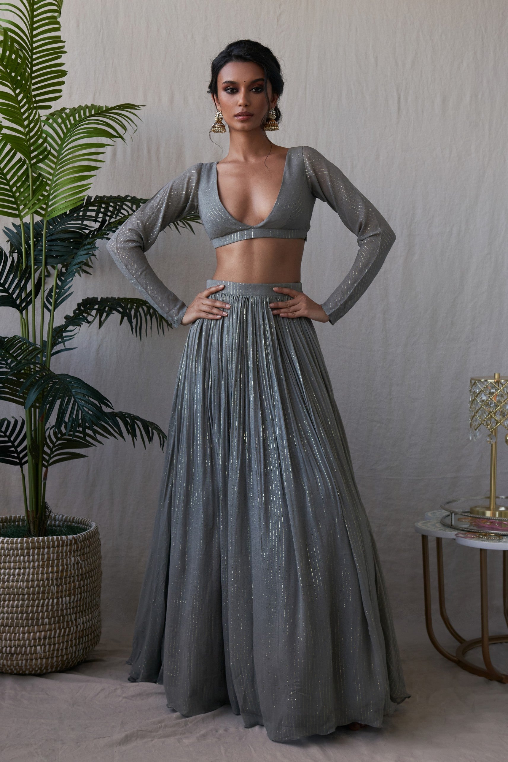 Roopa – grey lehenga, bisouNYC