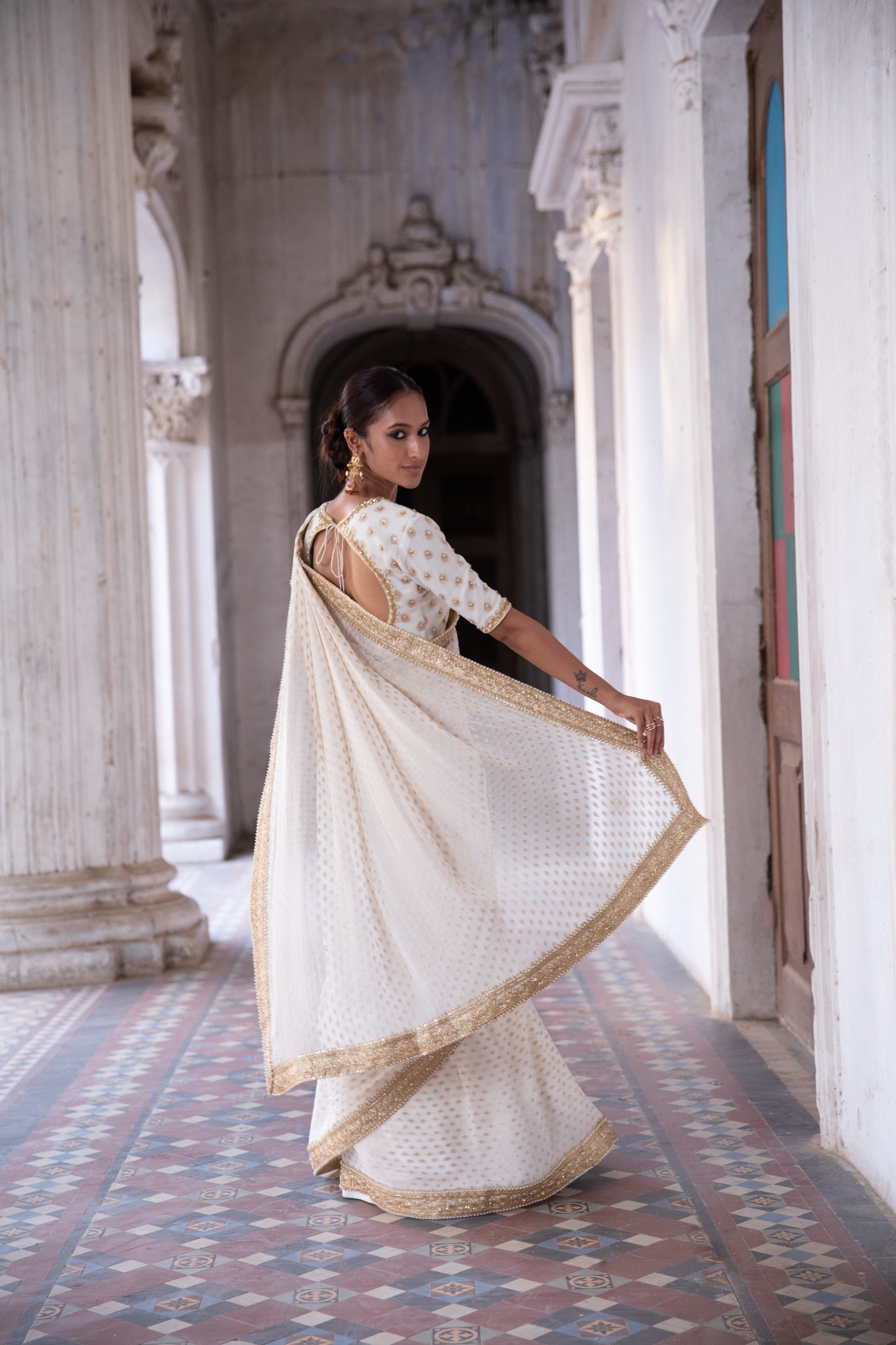 Chandni – ivory saree, bisouNYC