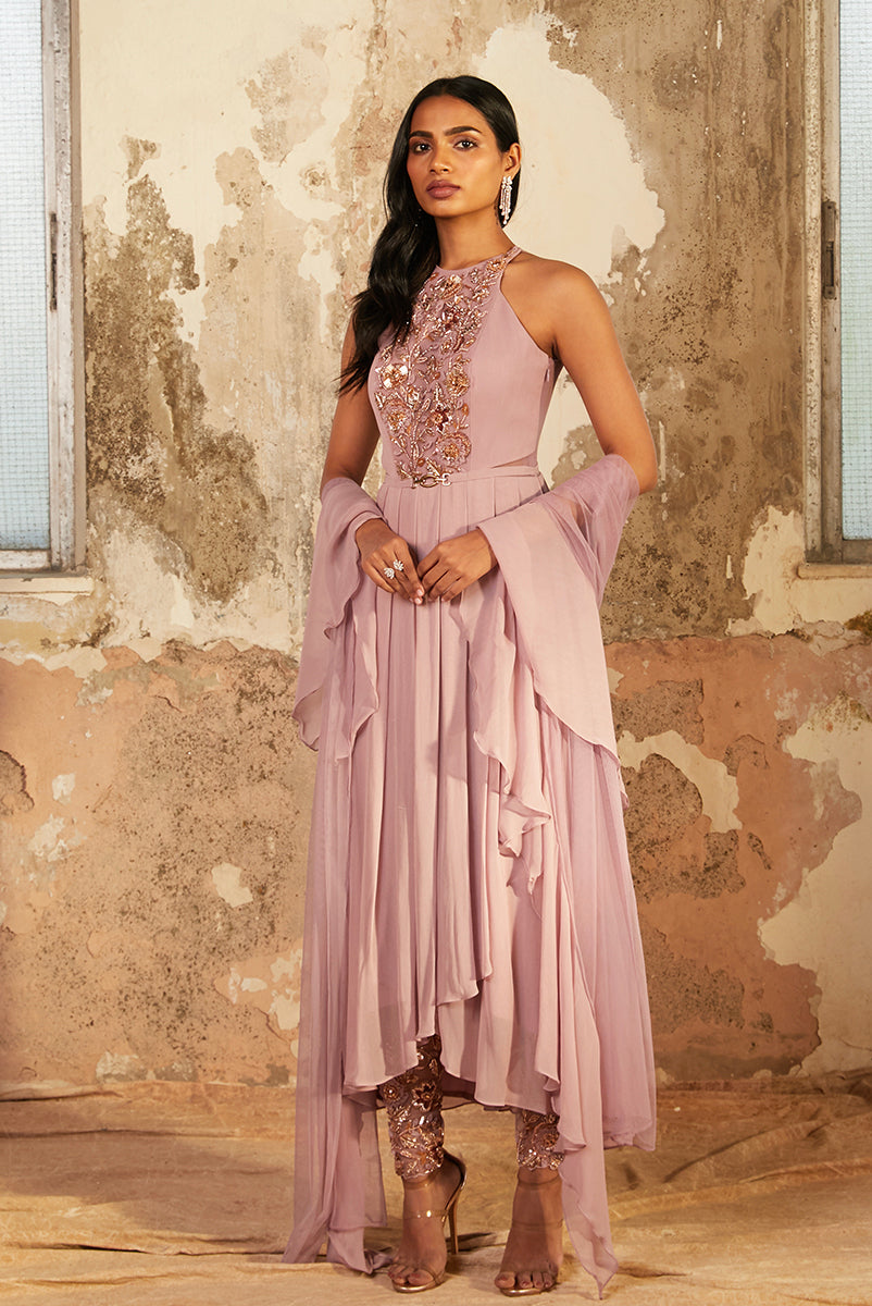Chelsea – lilac georgette suit, bisouNYC